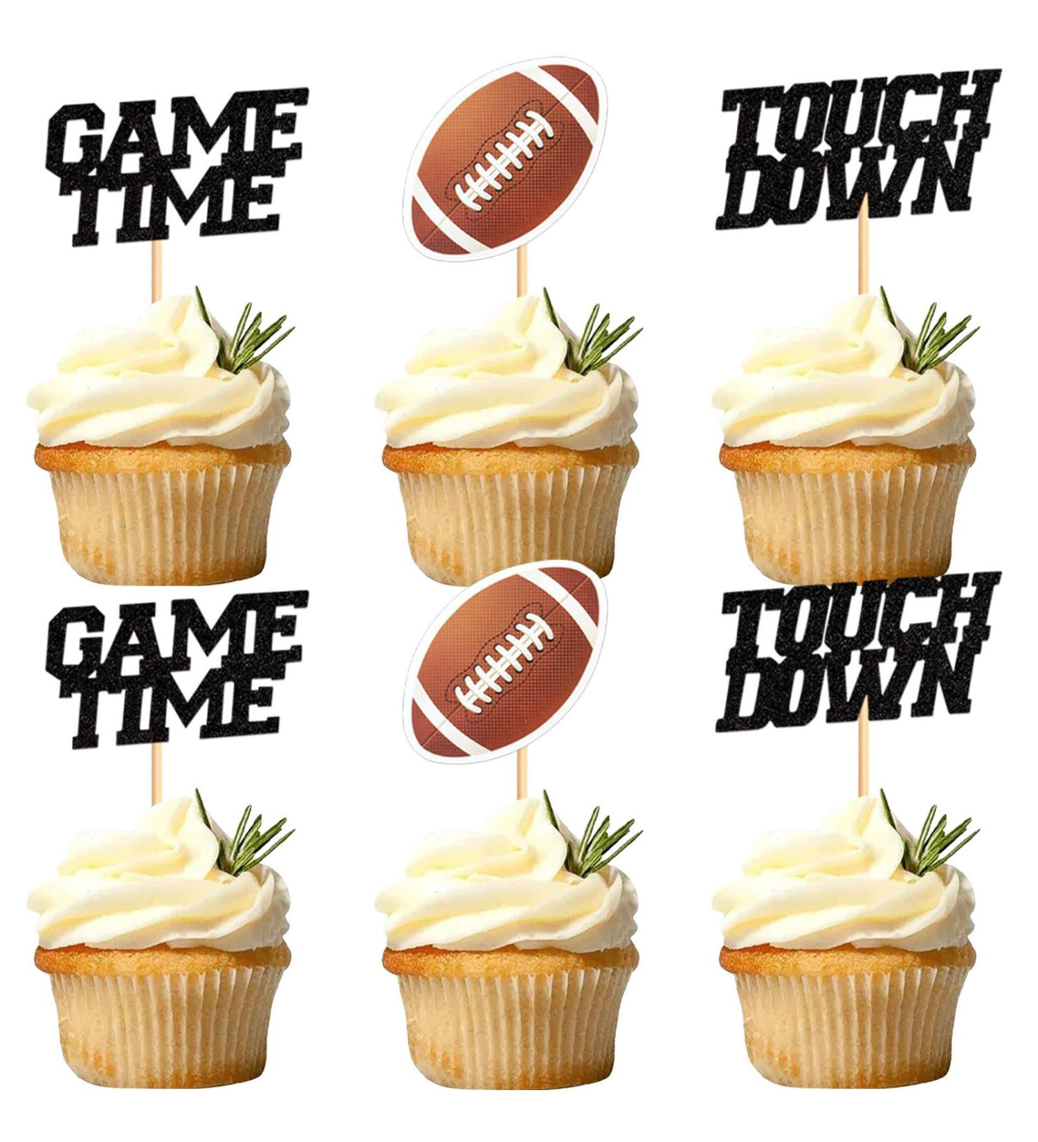 Keaziu 24 Pack Rugby Ball Cupcake Topper Touch Down Game Time Cupcake Picks Rugby Ball Themed Soccer Ball Toothpicks for Men Boys Birthday Decorations 1 Rugby 1 - Buy Online on GoSupps.com