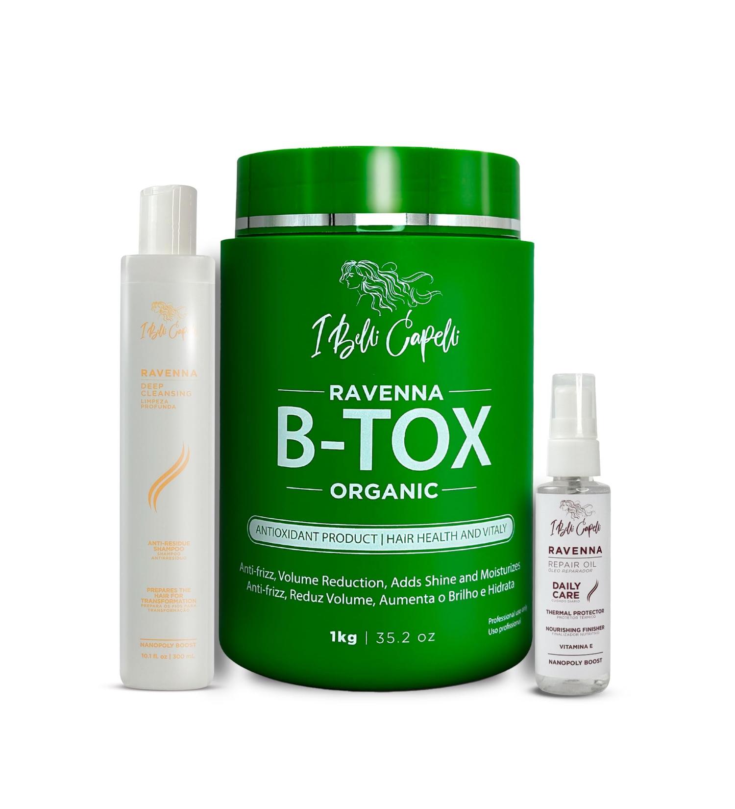 I Belli Capelli Ravenna B-tox Masque Lissant Organique Huile R paratrice et Shampooing Purifiant Anti-R sidus Syst me Complet de Lissage pour Tous Types de Cheveux - Buy Online on GoSupps.com