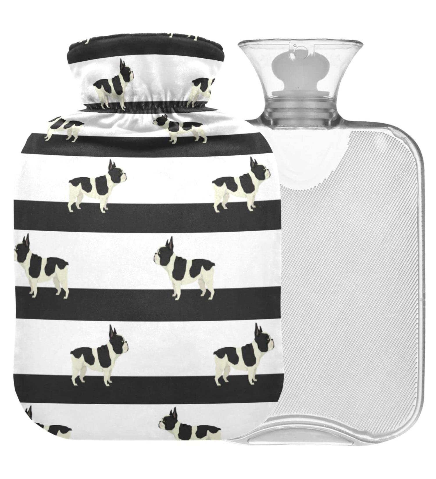 NAANLE French Bulldog Heat Bottle - 1L Hot Water Bottle for Bed & Pain Relief | Heat & Cold Therapy with Transparent Bag - Buy Online on GoSupps.com