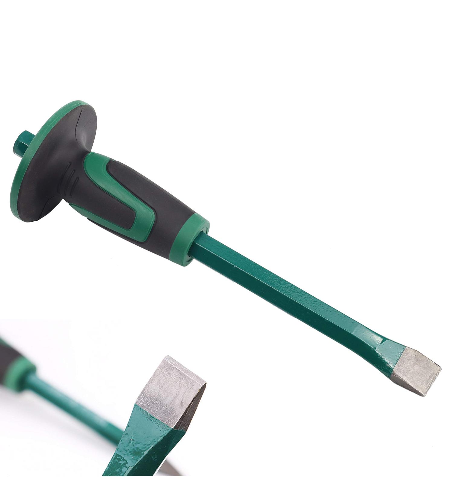 Mason Chisel With Hand Guard  12 inches (30 cm) Heavy Duty Flat End Rock Concrete Mortar Stone Chisel for Demolishing Carving Scaling Breaking Hounding - Buy Online on GoSupps.com