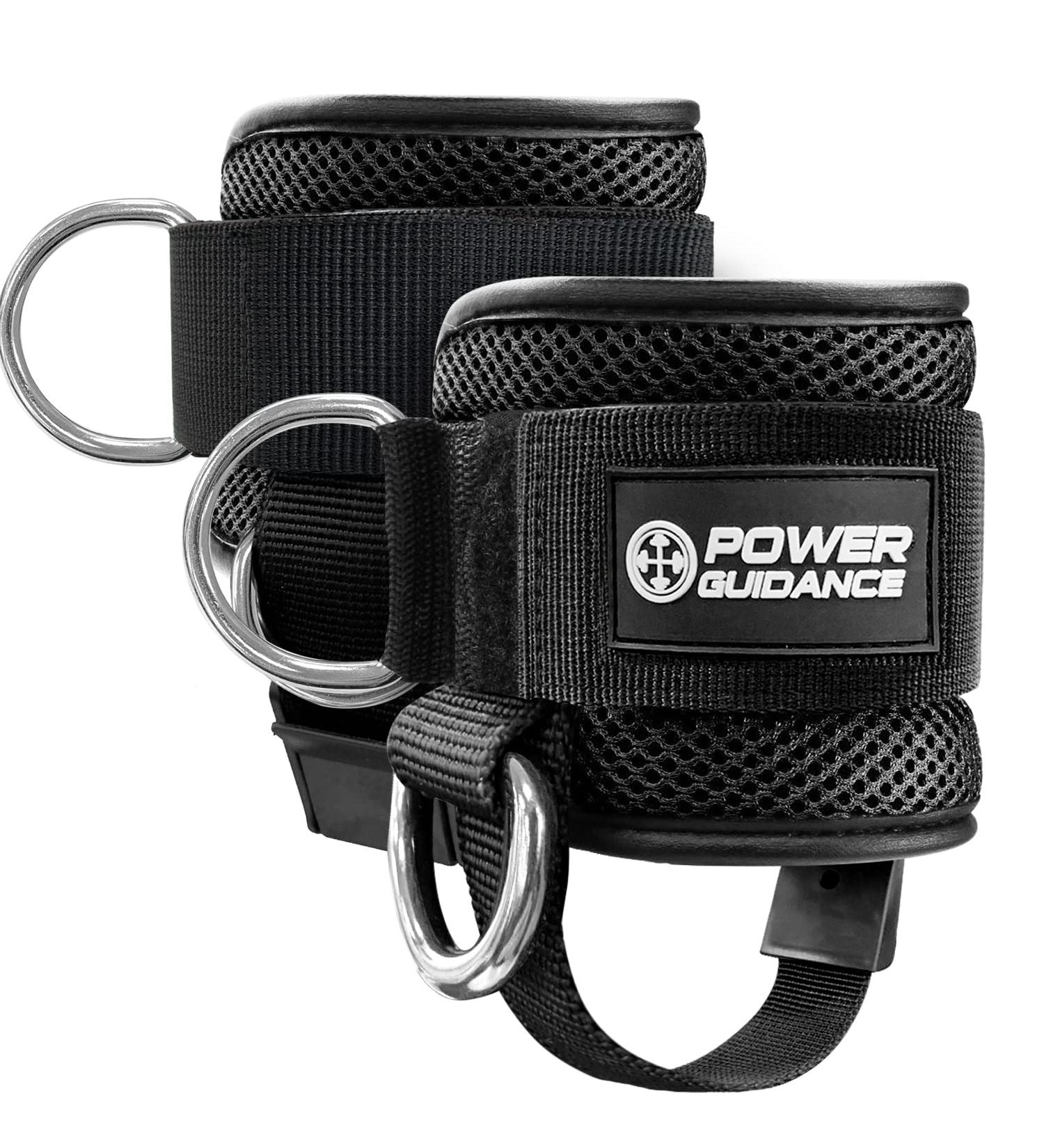 POWER GUIDANCE Ankle Strap for Cable Machine Professional Kickback Ankle Strap for Glute Workouts  Leg Extensions - Adjustable Strap with D-Rings Black - Pair - Buy Online on GoSupps.com