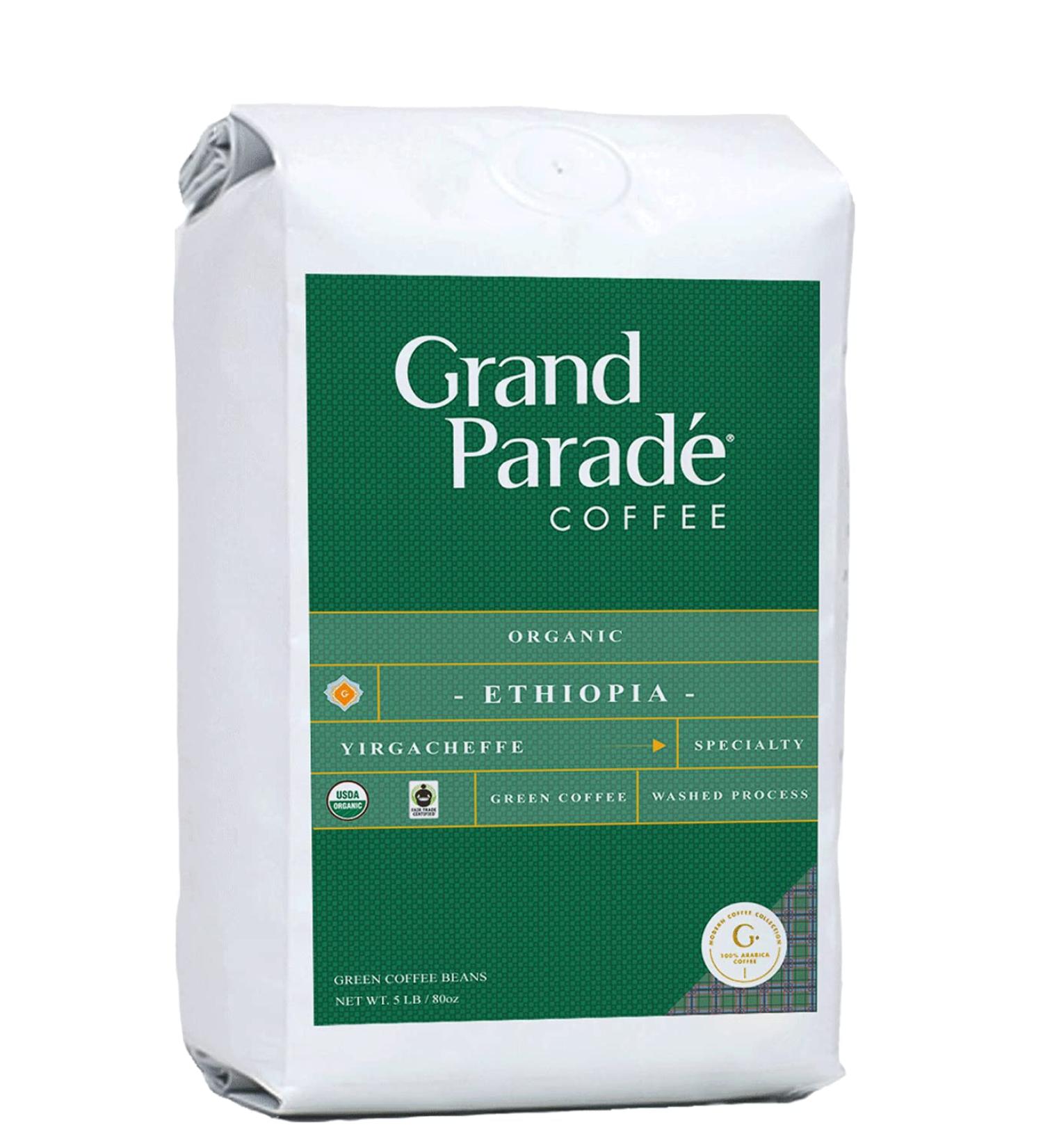Grand Parade Coffee 5 Lbs Organic Unroasted Ethiopian Yirgacheffe Green Coffee Beans Grade 1 Specialty Arabica - Women Produced Single Origin - Fair Trade - Buy Online on GoSupps.com