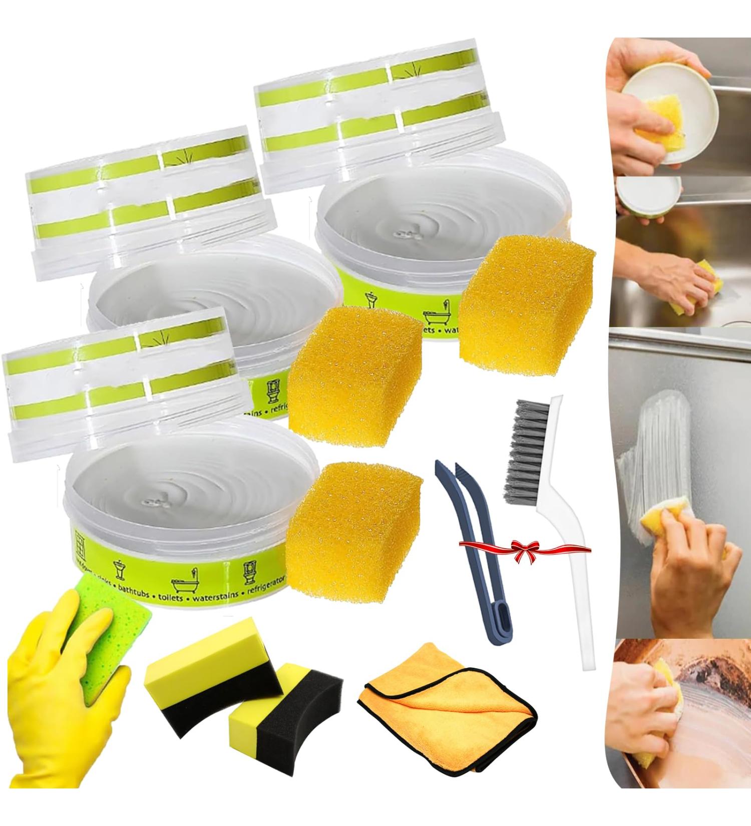 Eco-Friendly Cleaning Stone Eco-Friendly Cleaning Stone with Sponge Cleaning Pebble Stone Shower Floor Multi Purpose Cleaning Stone for Bathroom Kitchen Home Cleaning (3PCS) - Buy Online on GoSupps.com