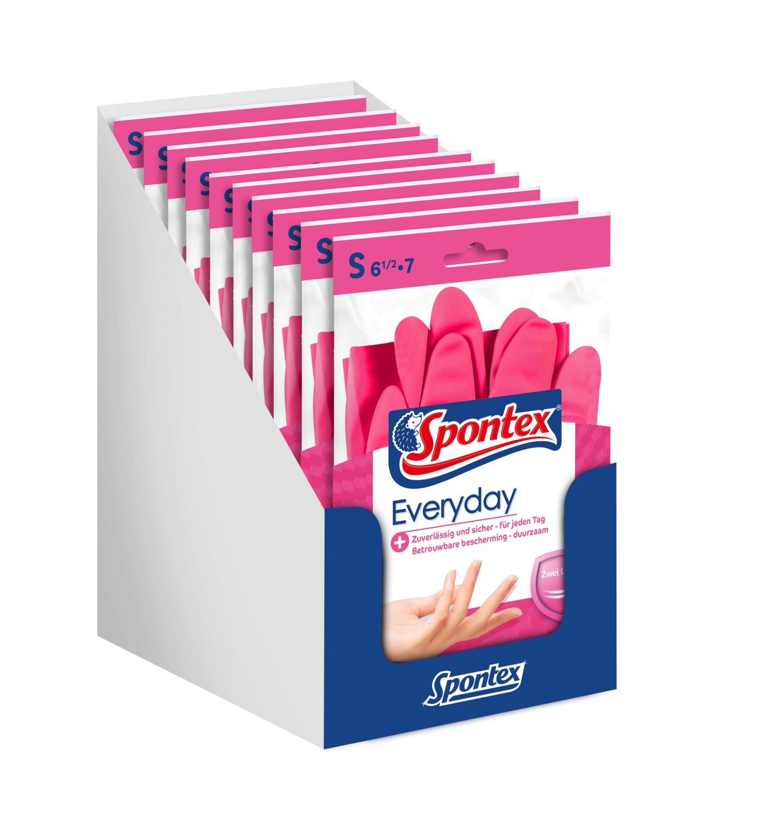 Spontex Everyday Household Gloves - Cotton Flocked Safe Grip Pink Size S - Perfect for Daily Use - 1 Pair - Buy Online on GoSupps.com