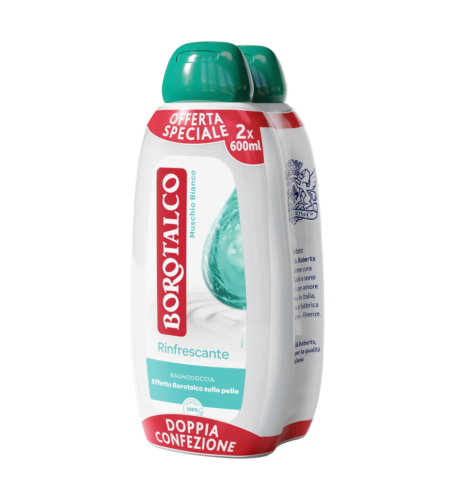  Borotalco Borotalco Refreshing Bath White Musk Body Moisturizer Enveloping Freshness Borotalco-like effect on the skin dermatologically tested 2 x 600ml bottles - Buy Online on GoSupps.com