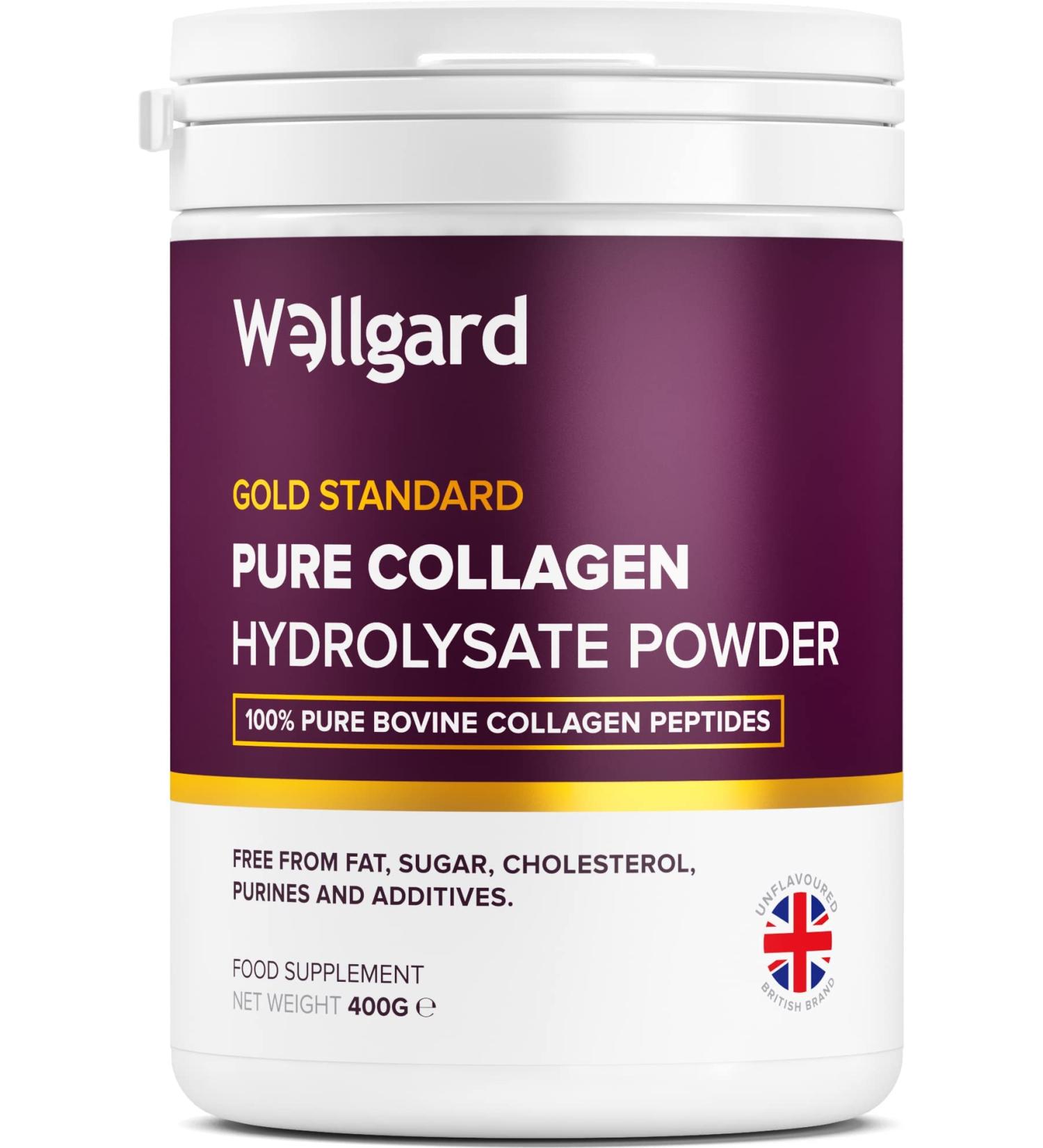 Gold Standard Bovine Collagen Peptides Powder by Wellgard | High Levels of 8 Essential Amino Acids | Halal & Kosher | Made in UK - Buy Online on GoSupps.com