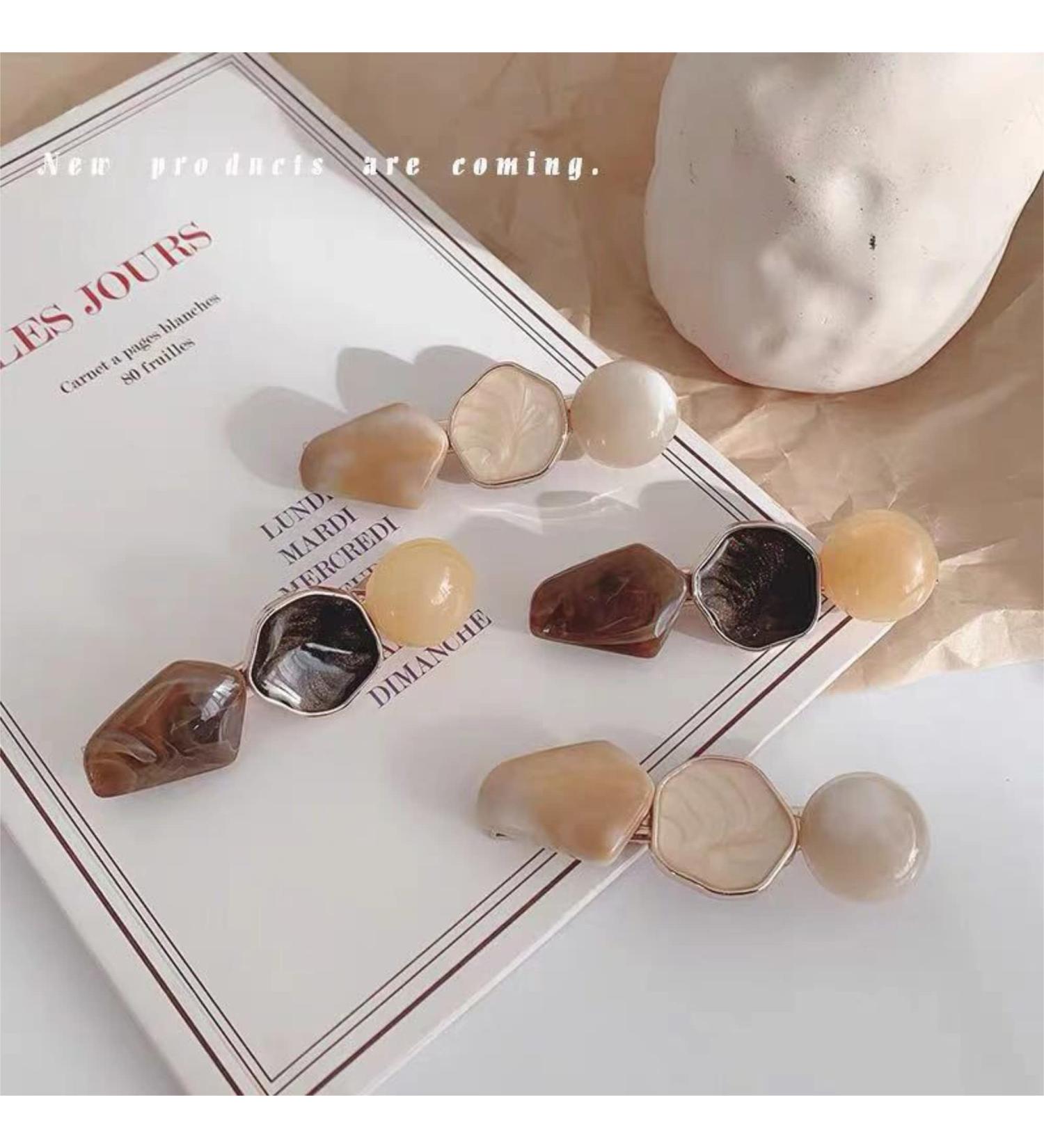 JIEKRIHLO 2-Piece Acrylic Geometry Hair Clips | Mori Girl Design | 3 Color Options | Women & Girls - Buy Online on GoSupps.com