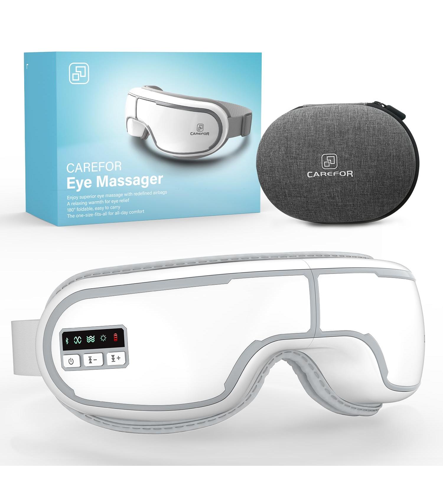 Smart Eye Massager with Bluetooth Music - Relieve Migraine Reduce Eye Strain Improve Sleep | Perfect Gift for Dad - White Gray - Buy Online on GoSupps.com