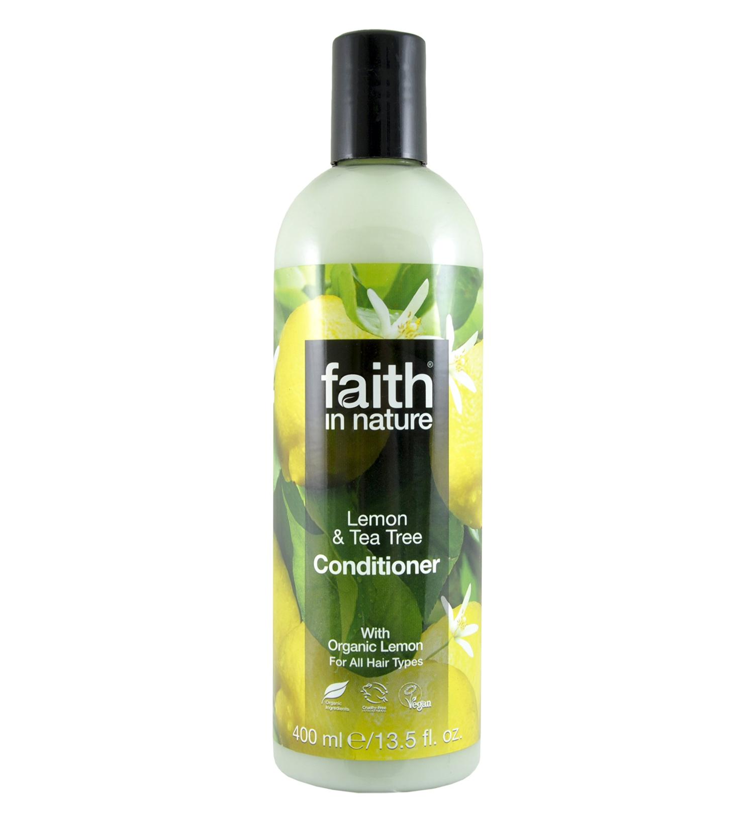 Faith In Nature Natural Lemon & Tea Tree Conditioner Refreshing Vegan & Cruelty Free No SLS or Parabens For Normal to Oily Hair 400ml Lemon & Tea Tree 400 ml (Pack of 1)