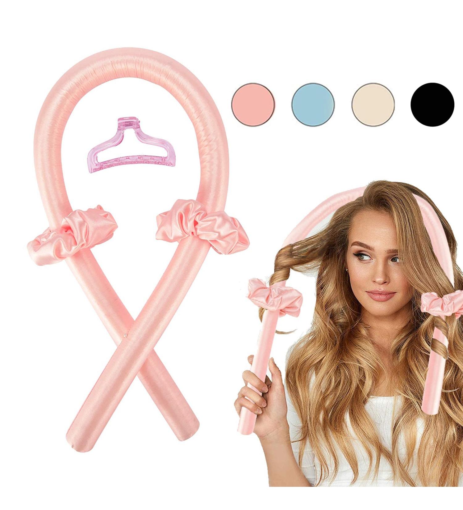 Heatless Hair Curlers for Long Hair - Soft Foam Curling Rod Headband, No Heat Overnight Curls (Pink) - Buy Online on GoSupps.com