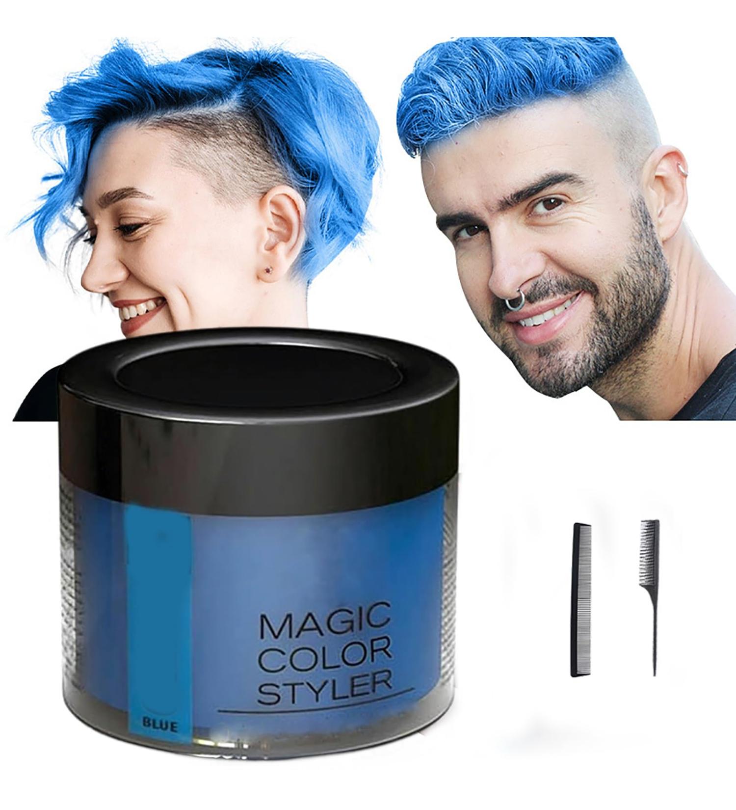 Magic Color Styler Cream | Temporary Hair Color Wax (Grey & Blue) - Natural Hair Wax for Vibrant Styles | 120g - Buy Online on GoSupps.com