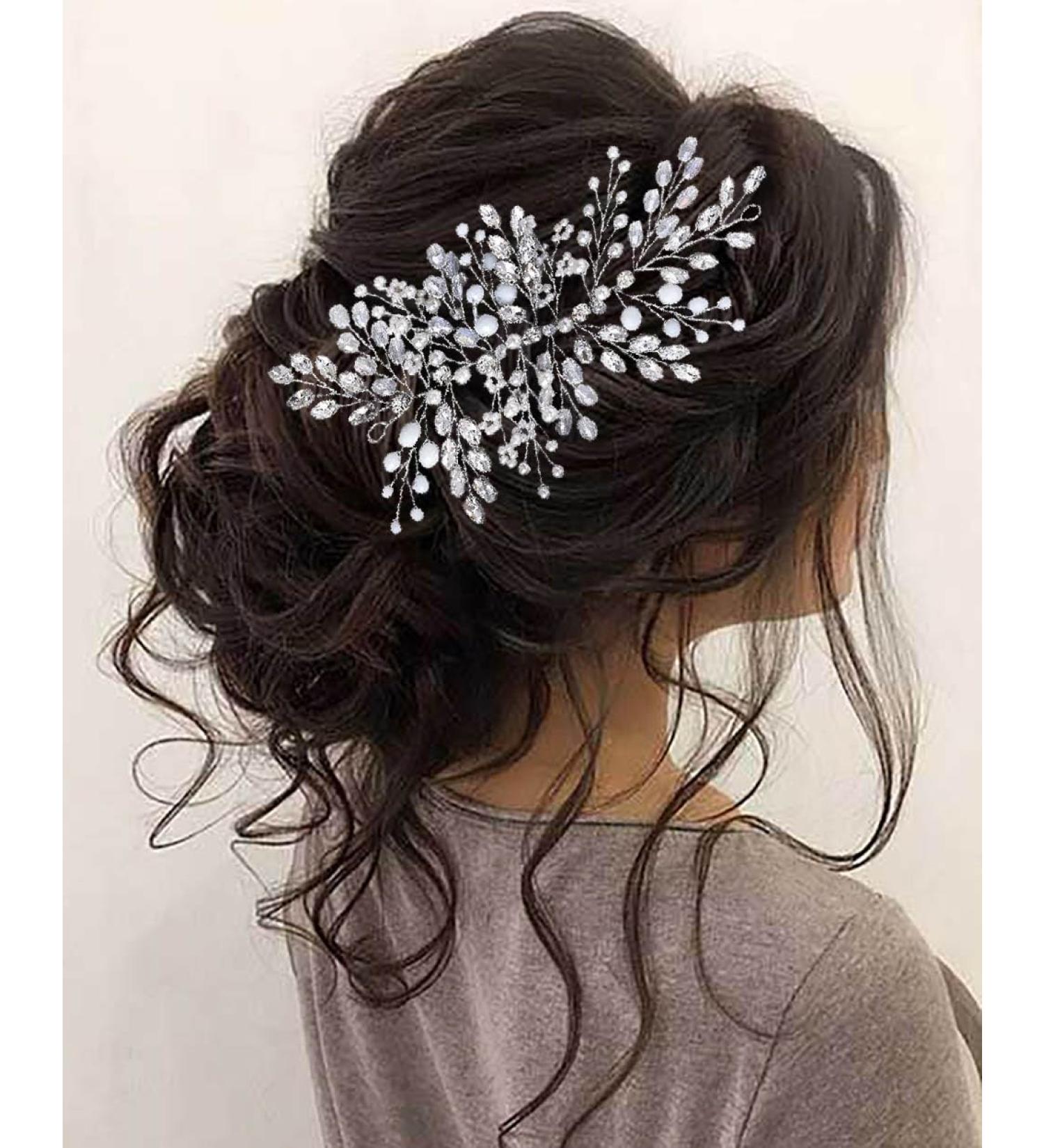 Unicra Crystal Bride Wedding Hair Vine Silver Rhinestone Headband Bridal Hair Accessories for Women and Girls - Buy Online on GoSupps.com