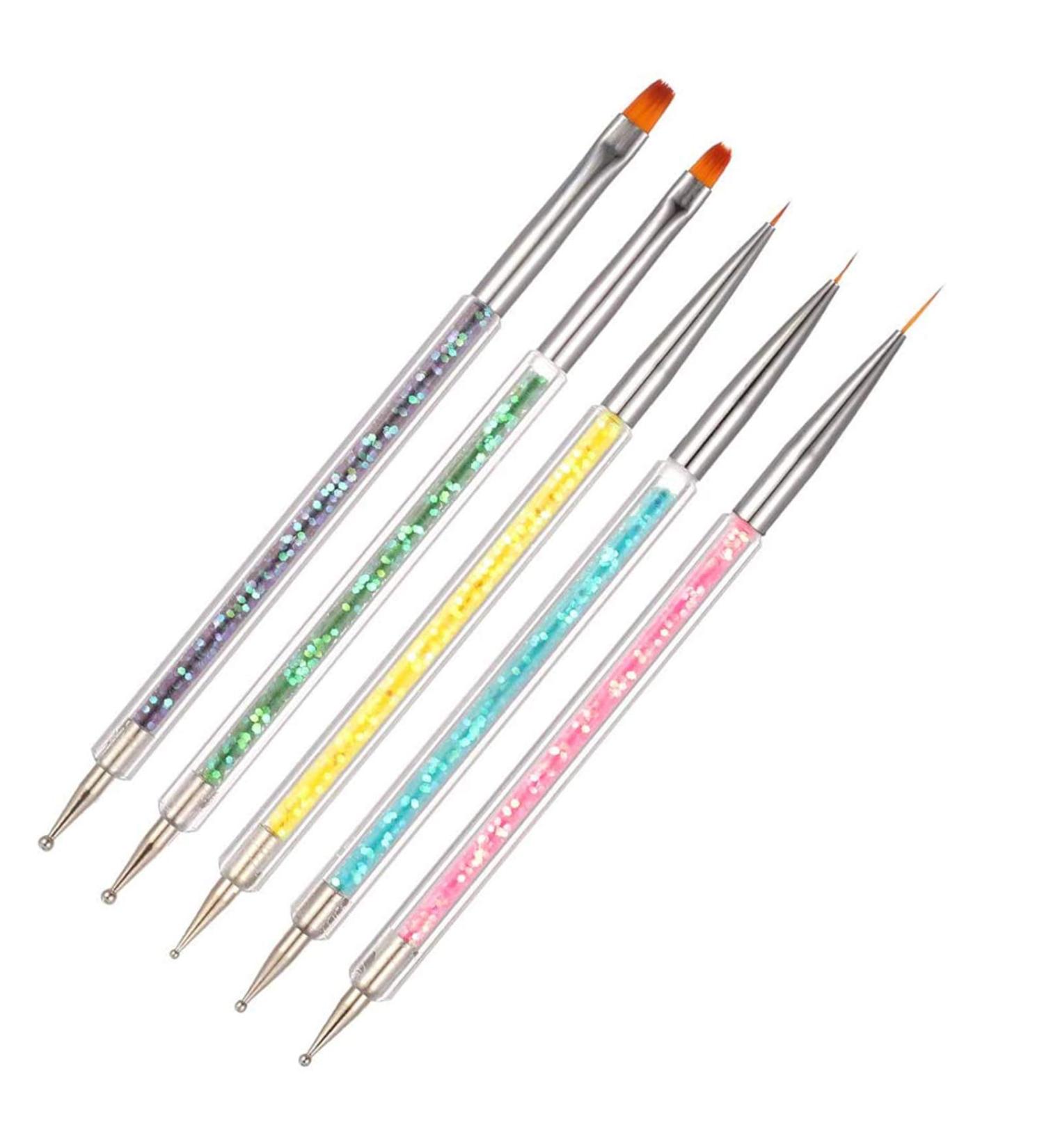 5 Piece Nail Art Pens Set - Liner Brush & Point Drill for DIY Nail Designs - International Shipping Available - Buy Online on GoSupps.com