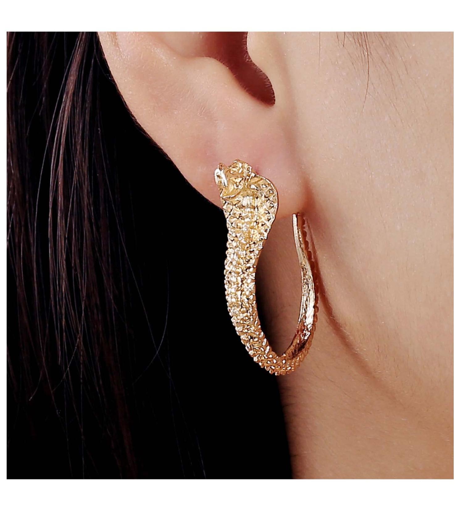 Vintage Gold Snake Stud Earrings | Dangle Punk Serpent Jewelry for Women & Girls - Perfect Gift - Buy Online on GoSupps.com