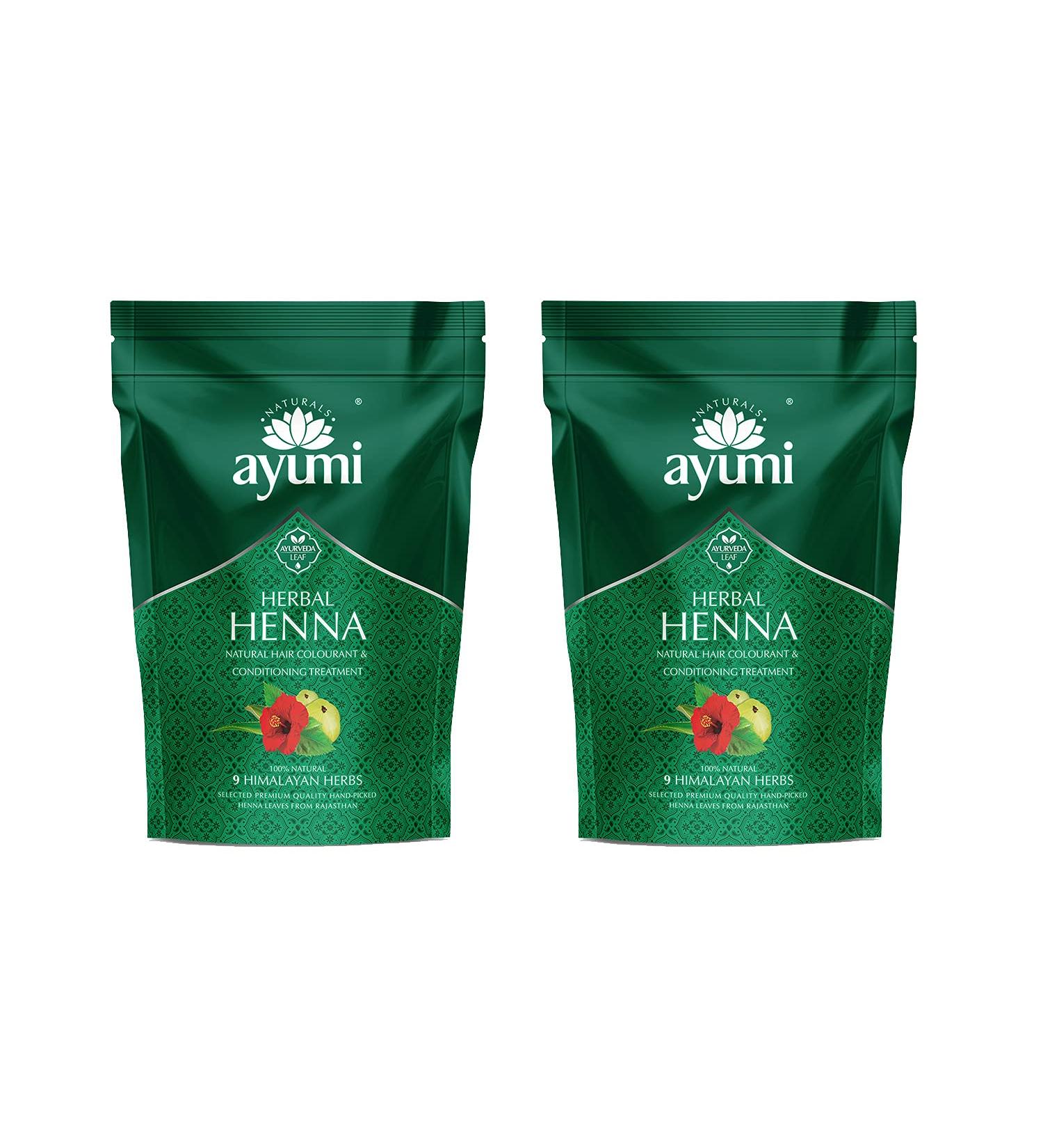Ayumi Herbal Henna with 9 Himalayan Herbs - Conditioning Treatment (2 x 150g) | International Shipping Available - Buy Online on GoSupps.com