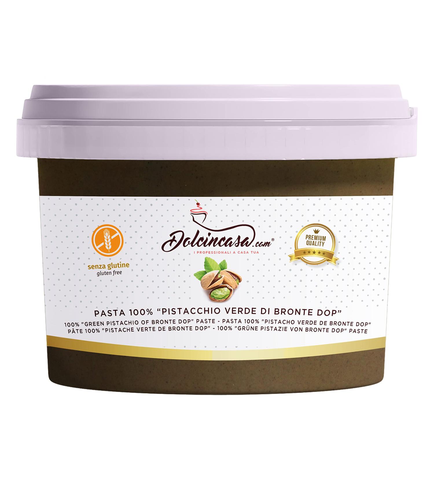 Dolcincasa-com P te de Pistache 100% Pure Naturelle Bronte sans Colorant fond pour les cr mes glac es p tisseries pour la confiserie excellent ar me tartinable vert fonc sans gluten 200gr - Buy Online on GoSupps.com