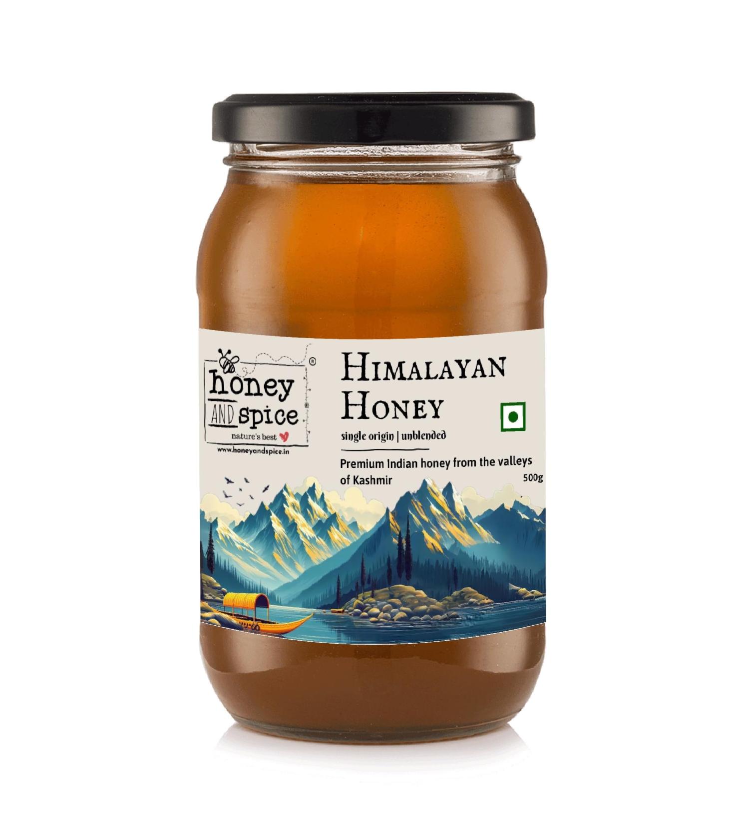 Honey and Spice Kashmiri Himalayan Raw Honey Single Origin Unblended Premium Indian Honey from the Valleys of Kashmir with No Added Sugar 500 Gm - Buy Online on GoSupps.com