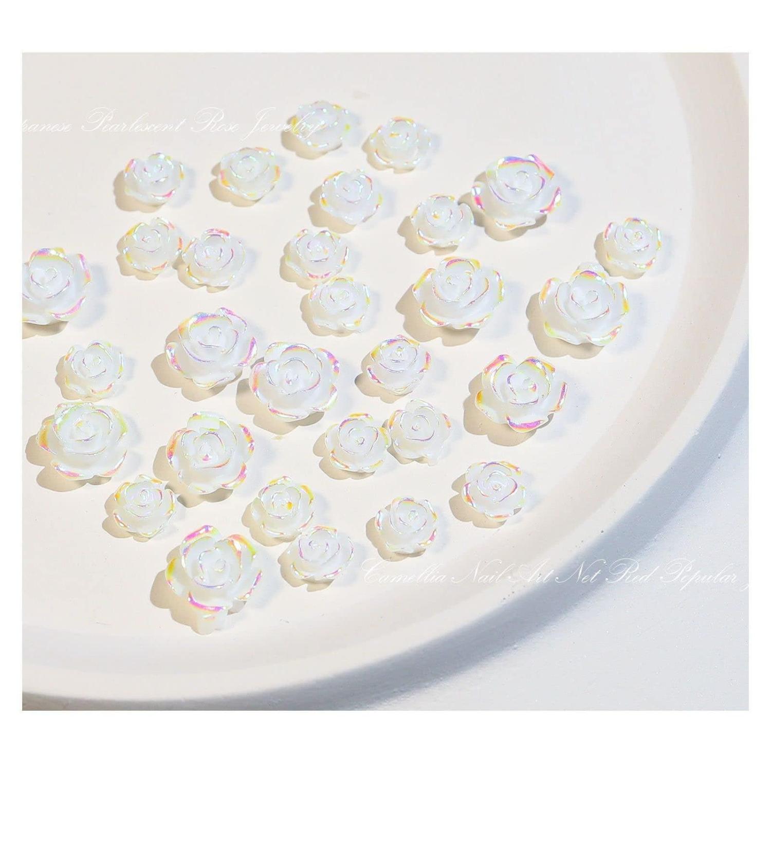 Nails Art Accessories Glitter Stones Manicures DIY Nail Art Decorations Aurora/White/Mix Color Camellia 3D Resin(02) - Buy Online on GoSupps.com