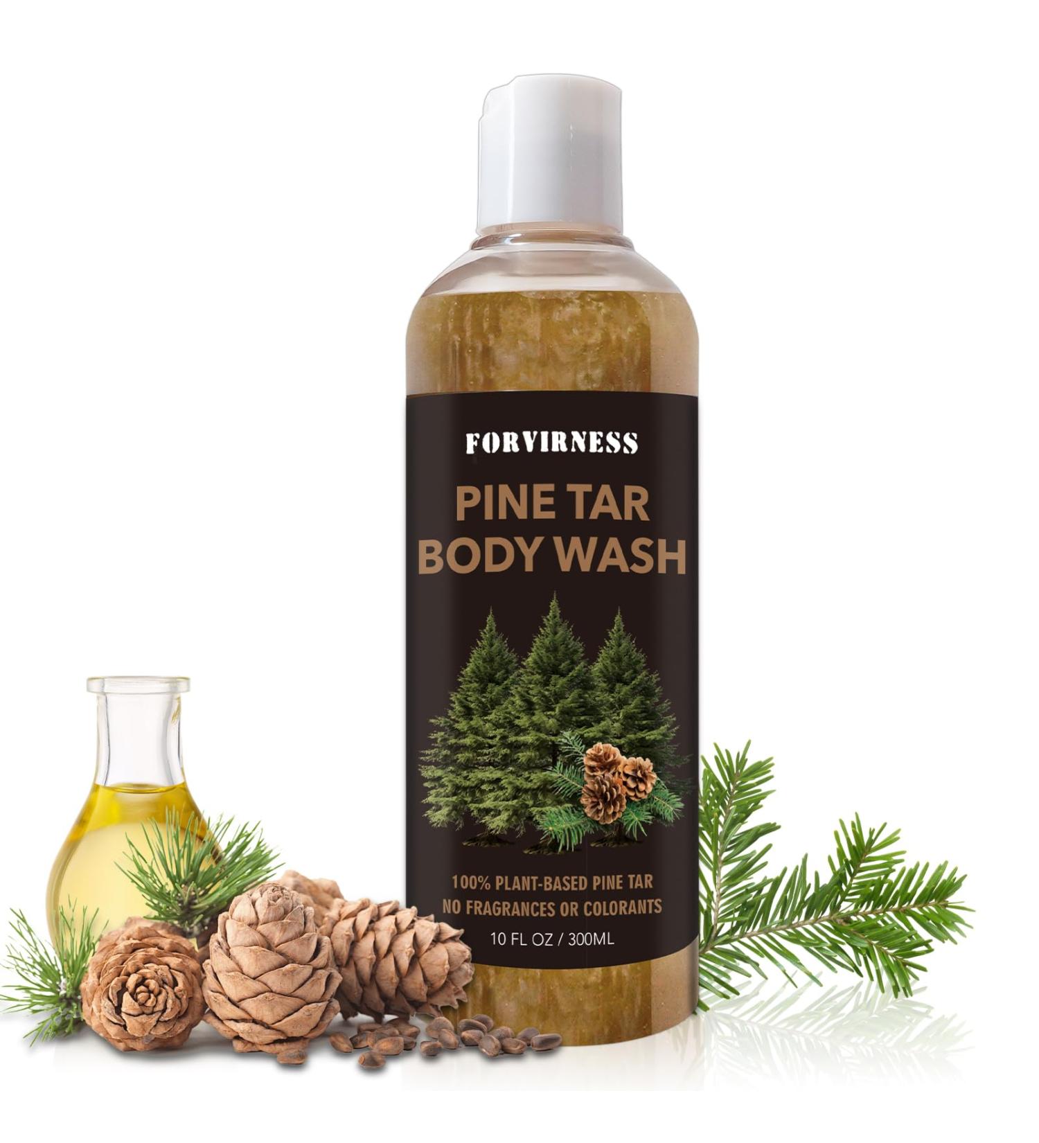 Pine Tar Body Wash 11 fl oz 100% Natural Pine Tar oil Body Wash Dandruff Wash Shampoo Body Odor Liquid Soap Deodorant for Men Deep Cleansing & Moisturizing Shower Gel - Buy Online on GoSupps.com