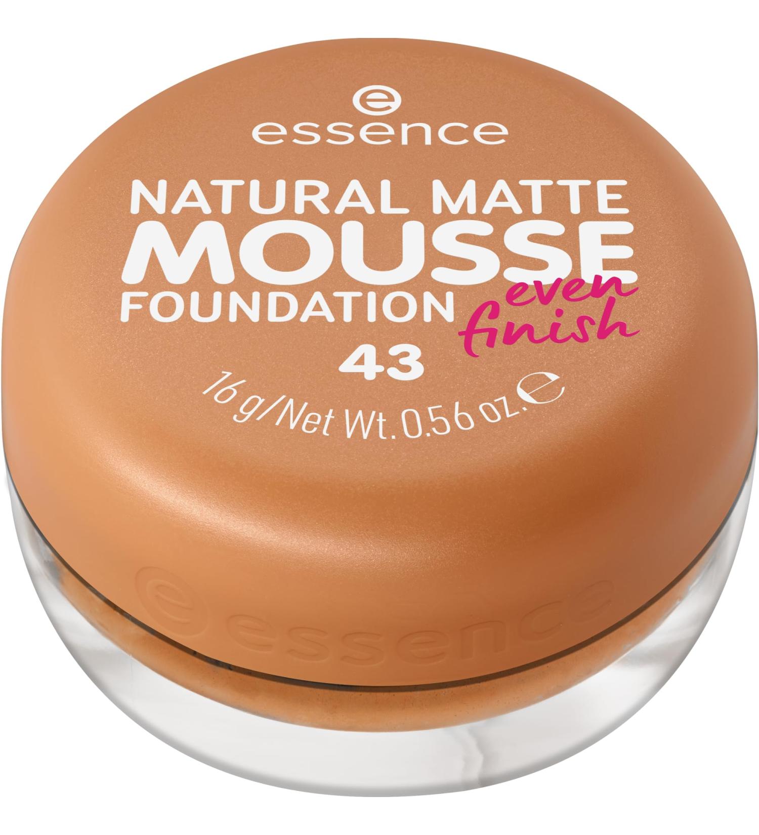 Essence Natural Matte Mousse Foundation No. 43 Nude matt covering express results matt vegan without perfume without alcohol without preservatives 1 -pack (16g) 16 g (1 Pack) 43
