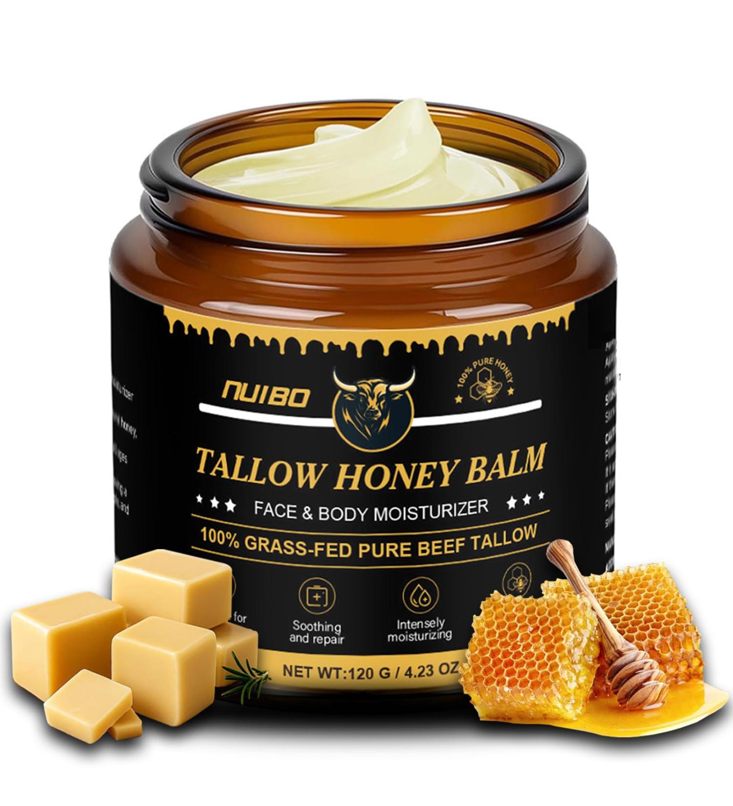 Beef Tallow for Skin Face Lips & Body - 100% Organic Grass-fed Whipped Tallow and Honey Balm - Perfect Moisturizer Cream for Dry Cracked Sensitive or Delicate Skin (4.23Oz) - Buy Online on GoSupps.com
