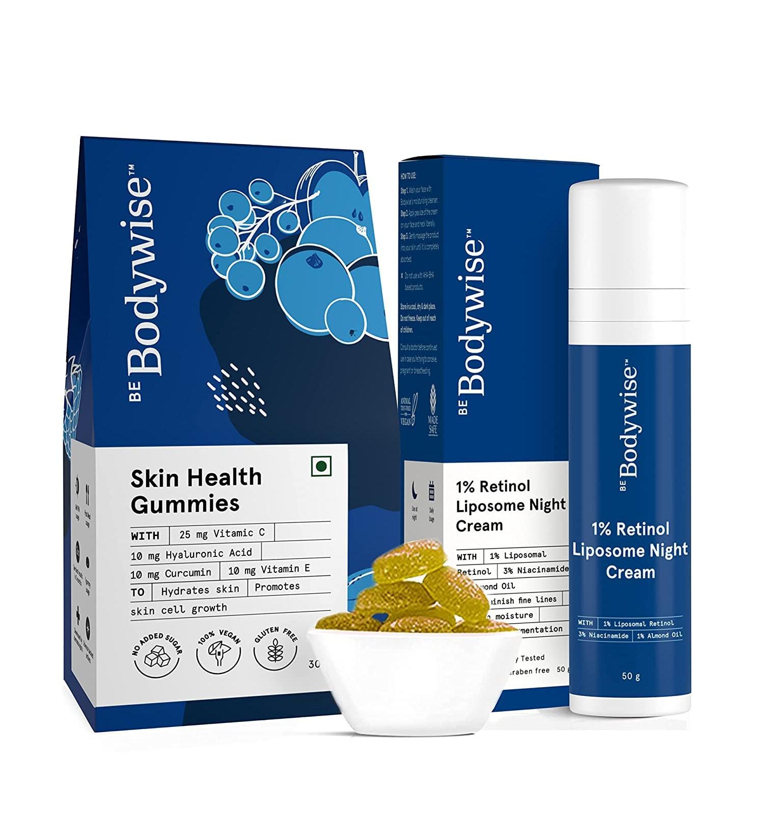 DKM Bodywise Skin Care Kit: Delicious Gummies Skin Regenerate Night Cream 50gm (Pack of 30) - Buy Online on GoSupps.com