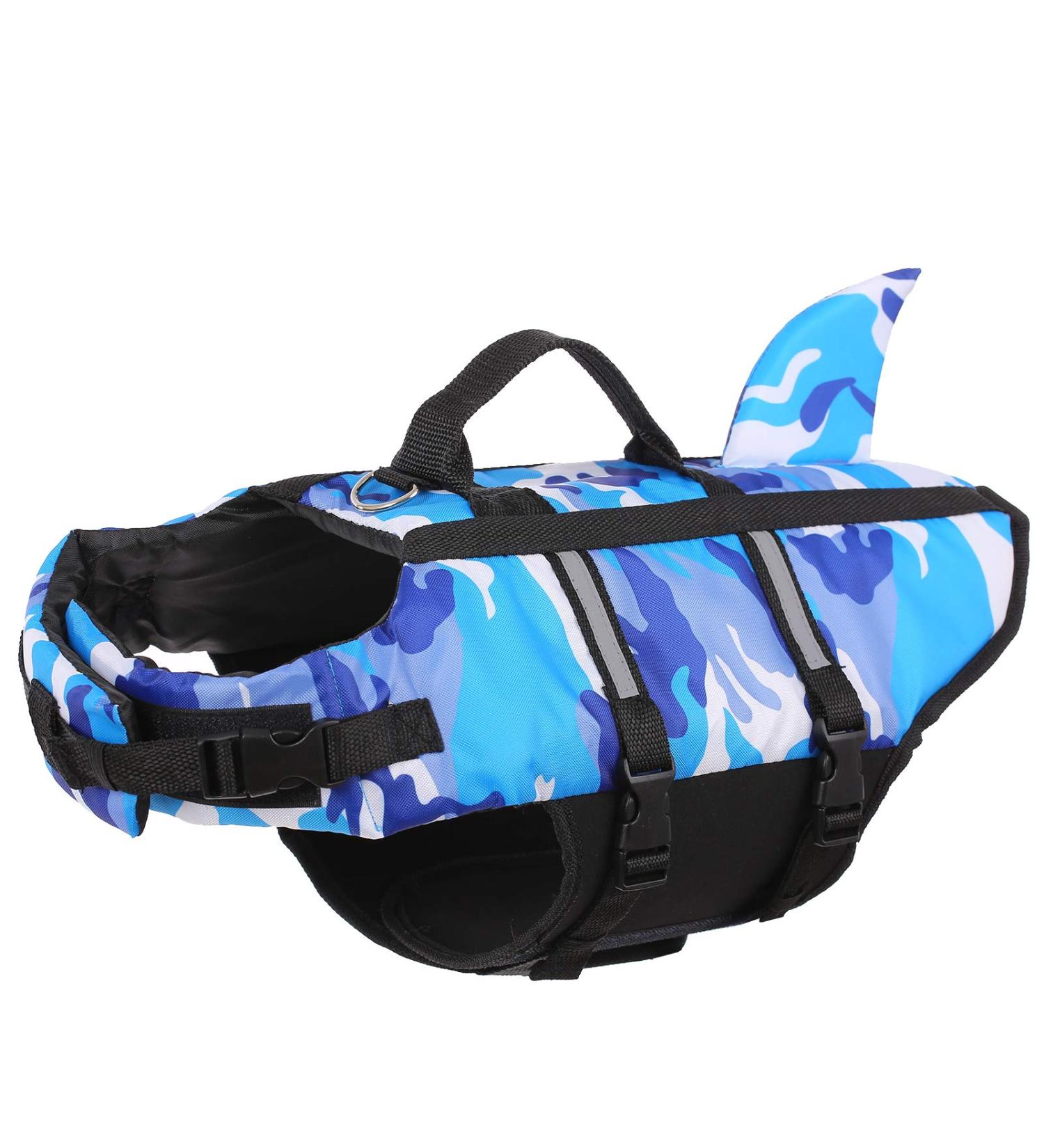 Shop Cit toile Camouflage Life Jacket for Dogs | Reflective & Durable Dog Swimming Vest - Small Medium Large - Perfect for Sea Lake & River - Blue Camouflage - Buy Online on GoSupps.com