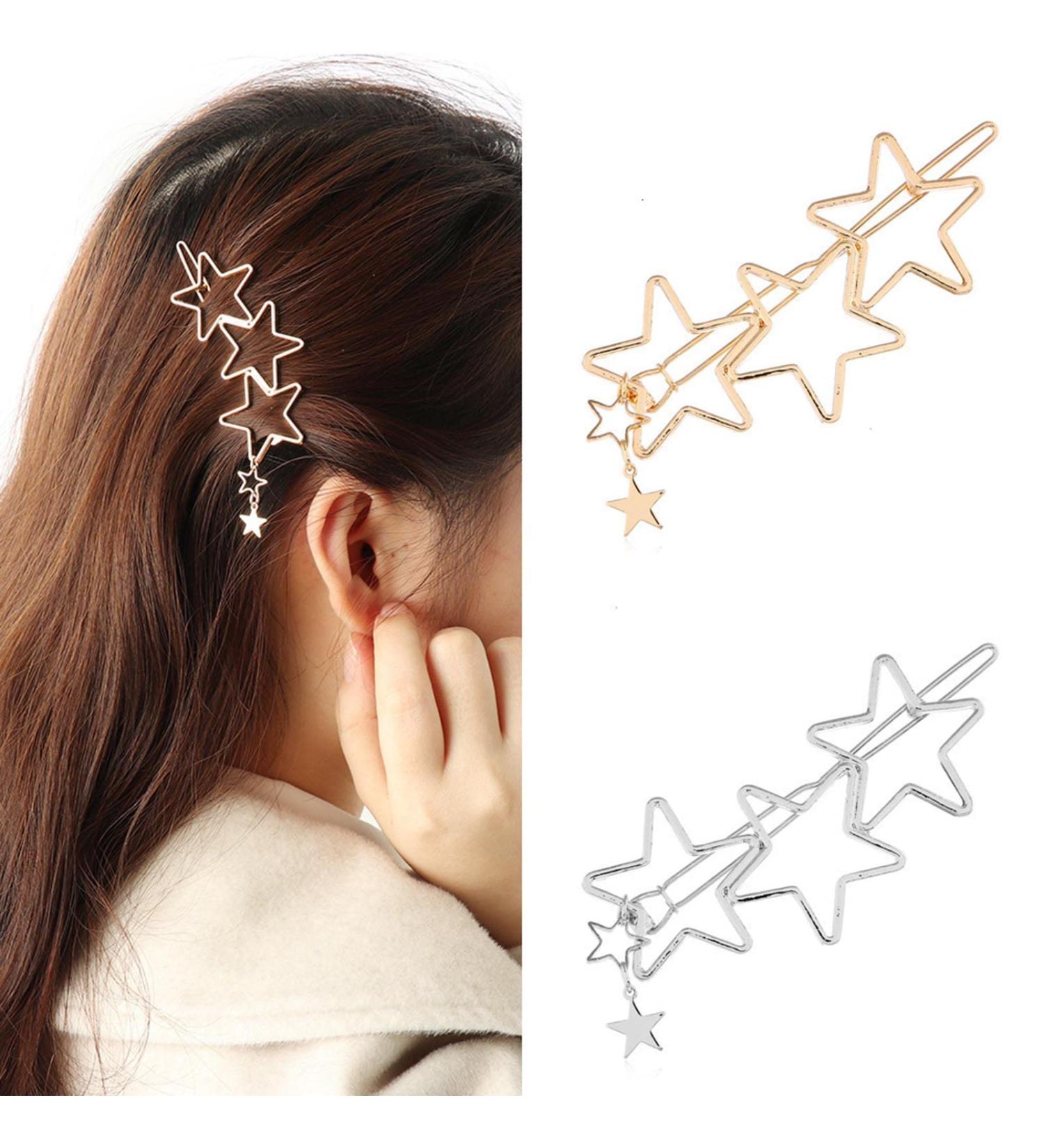 Aneneiceera Hollow Out Star Hair Clip Gold Hair Clip Tassel Hairpin Headdress Decorative Hair Pins Headpiece Bridal Hair Accessories for Women and Girls (Gold) Gold Silver - Buy Online on GoSupps.com