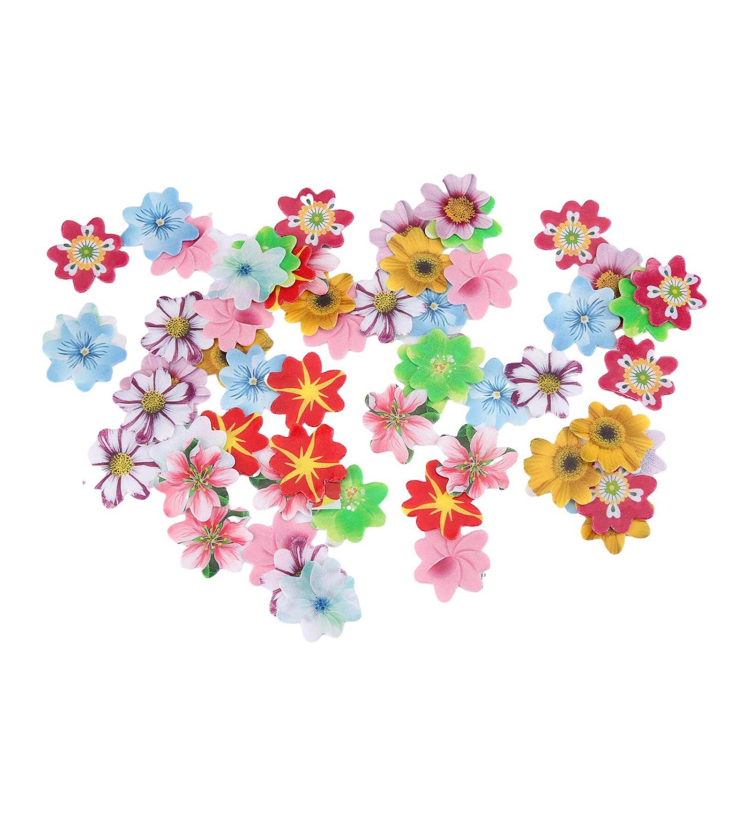 120pcs edible flowers cake toppers flower cupcake toppers flower decor cakes wafer paper floral cake decor edible flowers cupcake toppers for wedding birthday baby shower party accessories - Buy Online on GoSupps.com