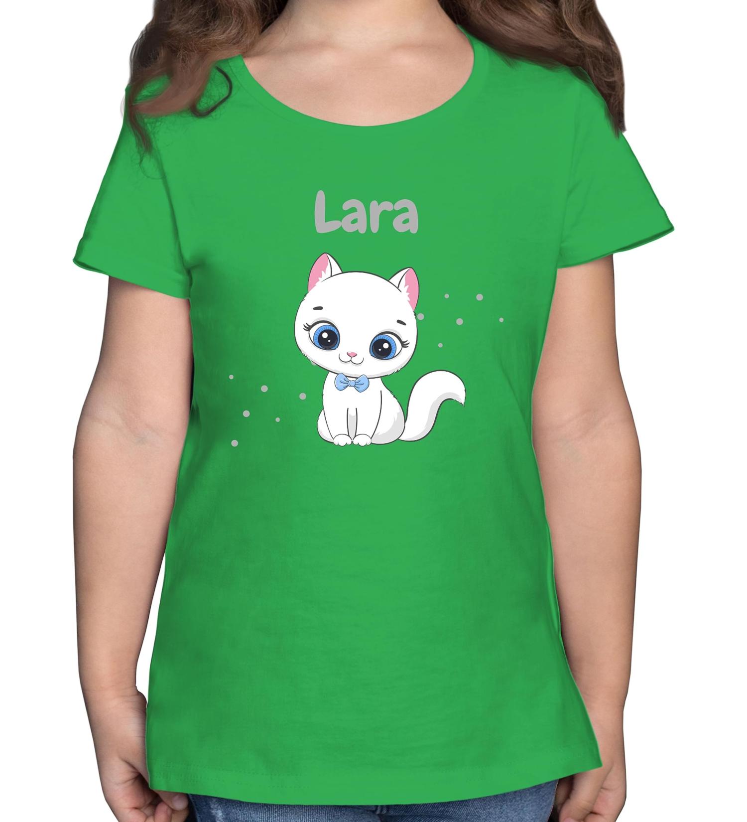 Personalized Gift T-Shirt for Girls - Cute Cat Design - Shirtracer - Customized Name - Green 128 - Buy Online on GoSupps.com