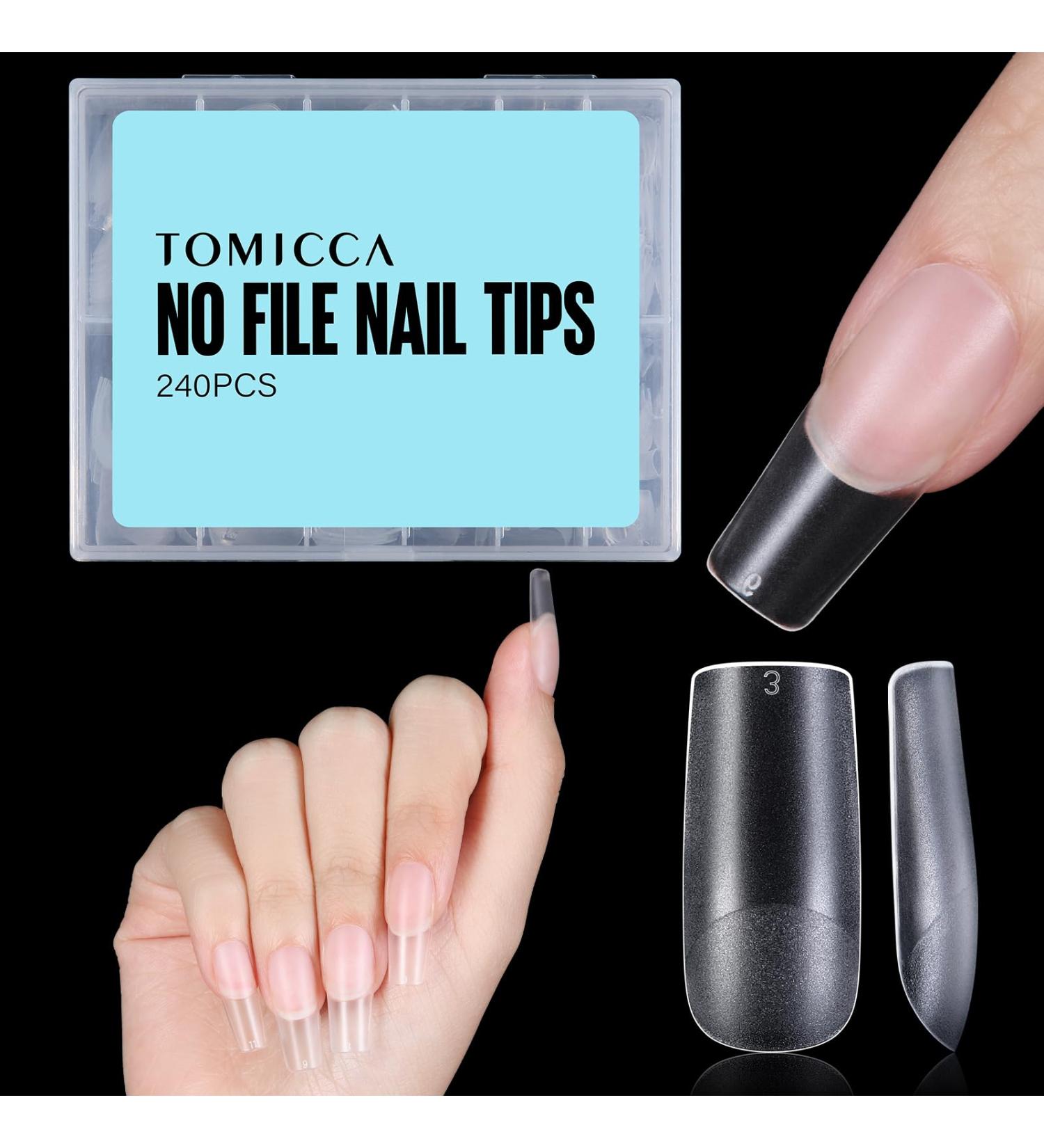 Tomicca Square Nail Tips - 240 Pre-Shaped Half-Matt Medium Nail Tips for DIY Nail Art | 12 Sizes of Gel Nail Extensions - Buy Online on GoSupps.com