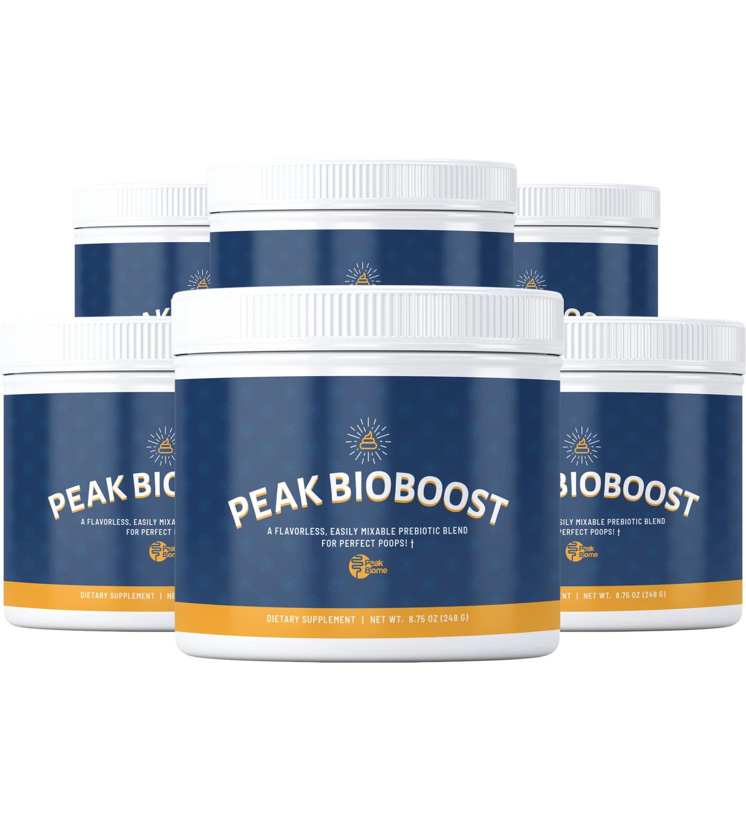 Peak Biome Peak BioBoost - 6 Pack Prebiotic Fiber Supplement for Metabolism | Easy to Dissolve Unflavored Fiber Powder | Non-GMO | 6-Month Supply 180 Servings | Gluten, Soy, Dairy Free - Buy Online on GoSupps.com