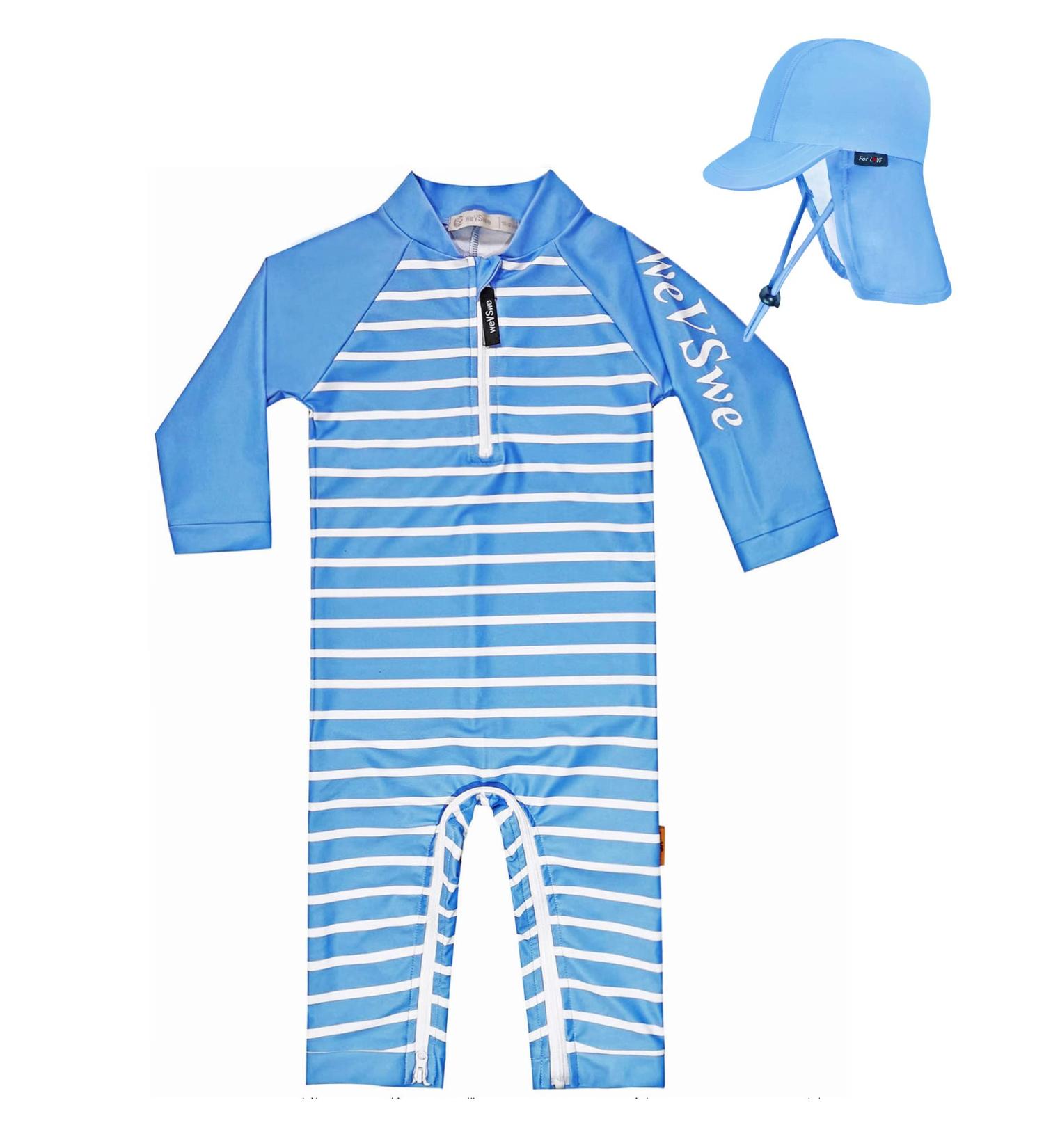 weVSwe Baby Toddler Boy Swimsuit UPF 50+ Sun Protection Rash Guard Swimwear | Crotch Zipper | 12-18 Months Blue - Buy Online on GoSupps.com