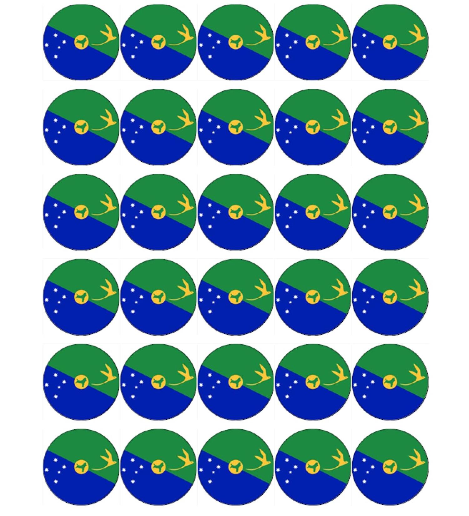 30 Christmas Island Flags Cupcake Toppers Edible Wafer Paper Fairy Cake Toppers Birthday Cake Decorations