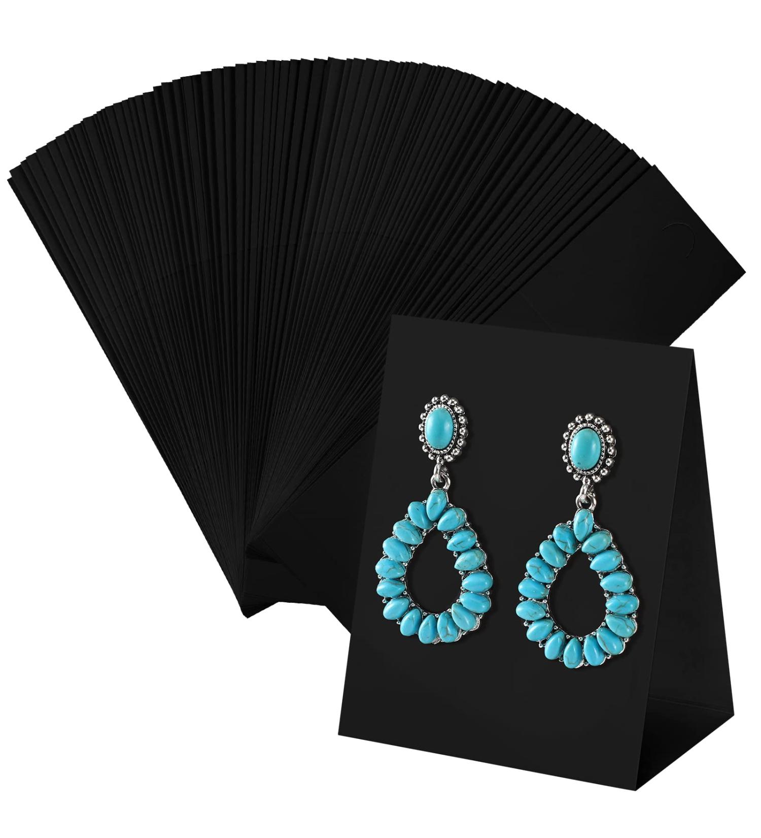Eersida 100 Pcs Standing Earring Display Cards - Black | Jewelry Packaging for Small Business, DIY Earrings, Retail Show - Shop Now! - Buy Online on GoSupps.com