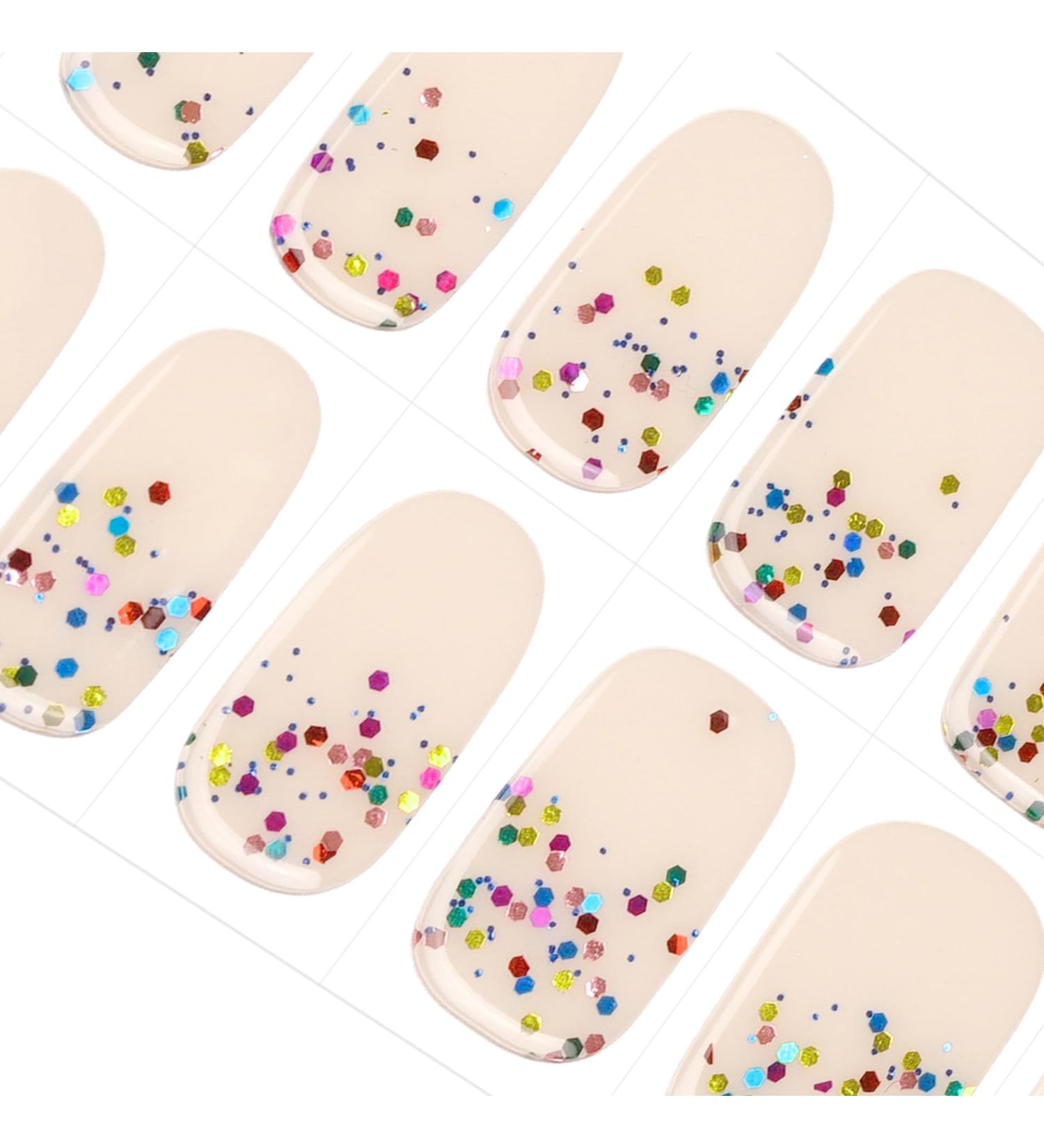 Danni & Toni Half Hardened Gel Nail Foils - Alluring Colored Glitter Sequin UV Gel Nail Stickers - Self-Adhesive Nail Wraps (28 Pack) - Buy Online on GoSupps.com