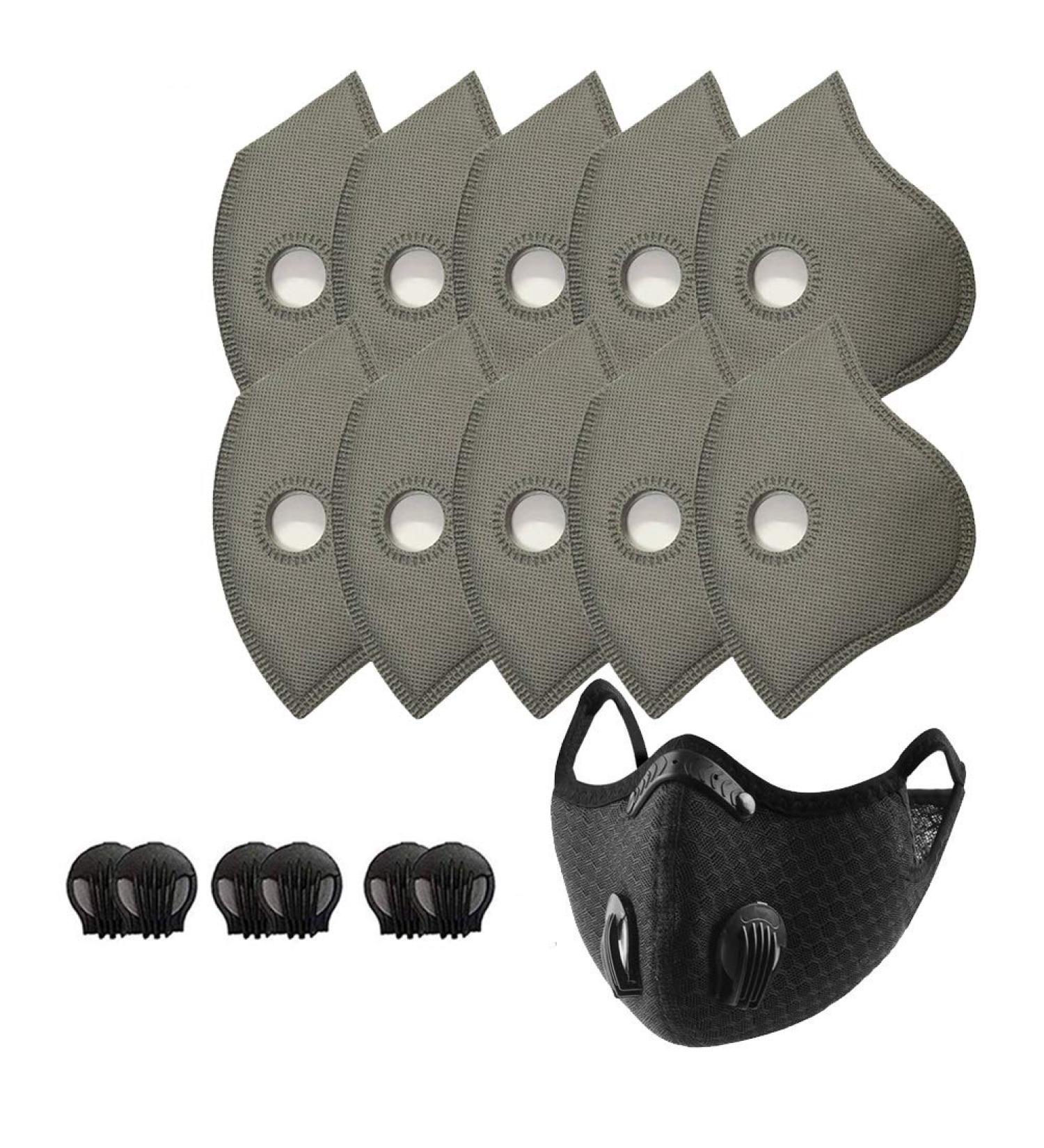 Face Mask with 10 Carbon Filters, 6 Breathing Valves - Dust Face Mask 1 Pack - Buy Online on GoSupps.com
