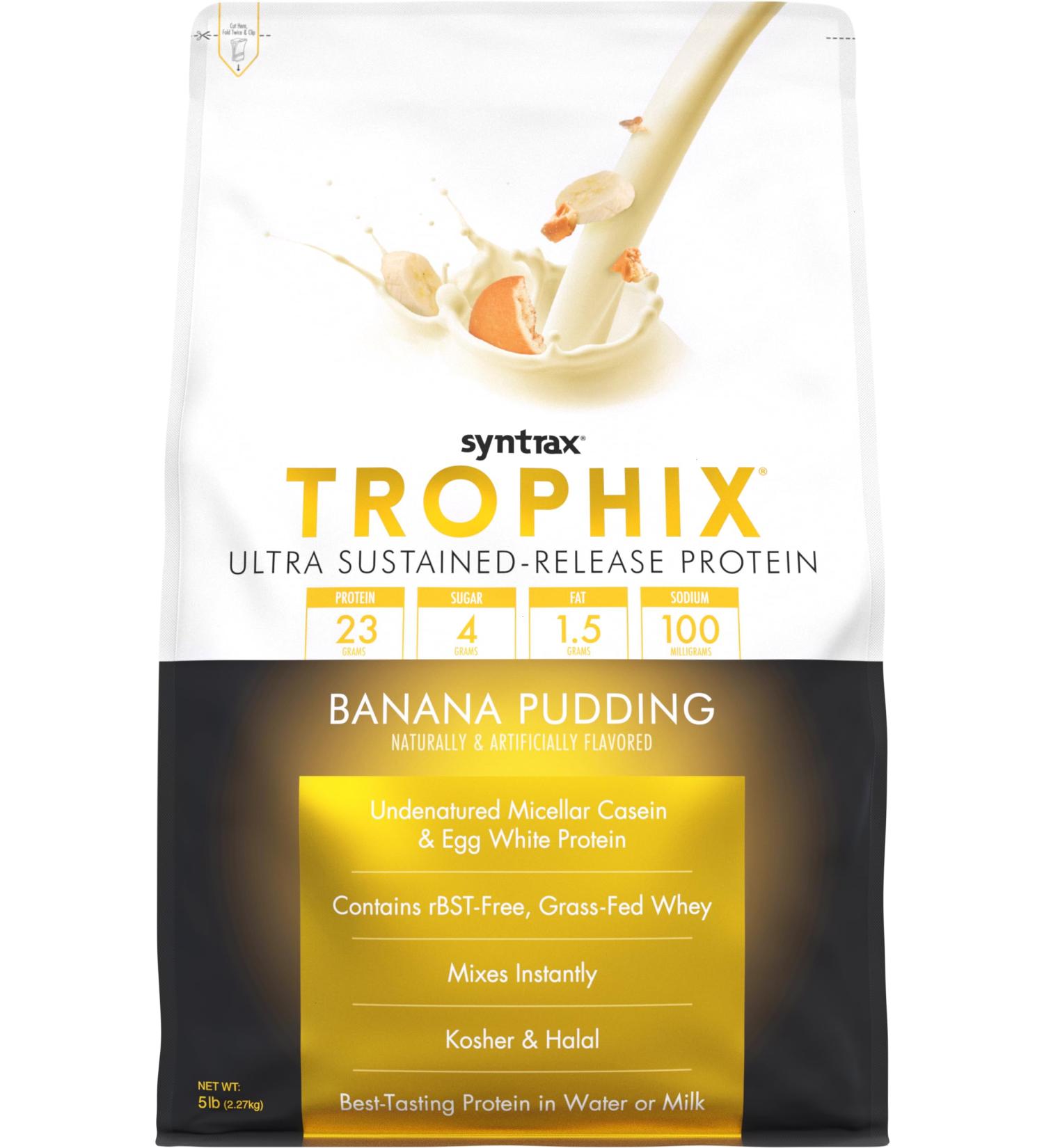 Buy Syntrax Nutrition Trophix Protein Powder - Ultra Sustained-Release Banana Pudding Flavor 5 lbs - International Shipping Available - Buy Online on GoSupps.com
