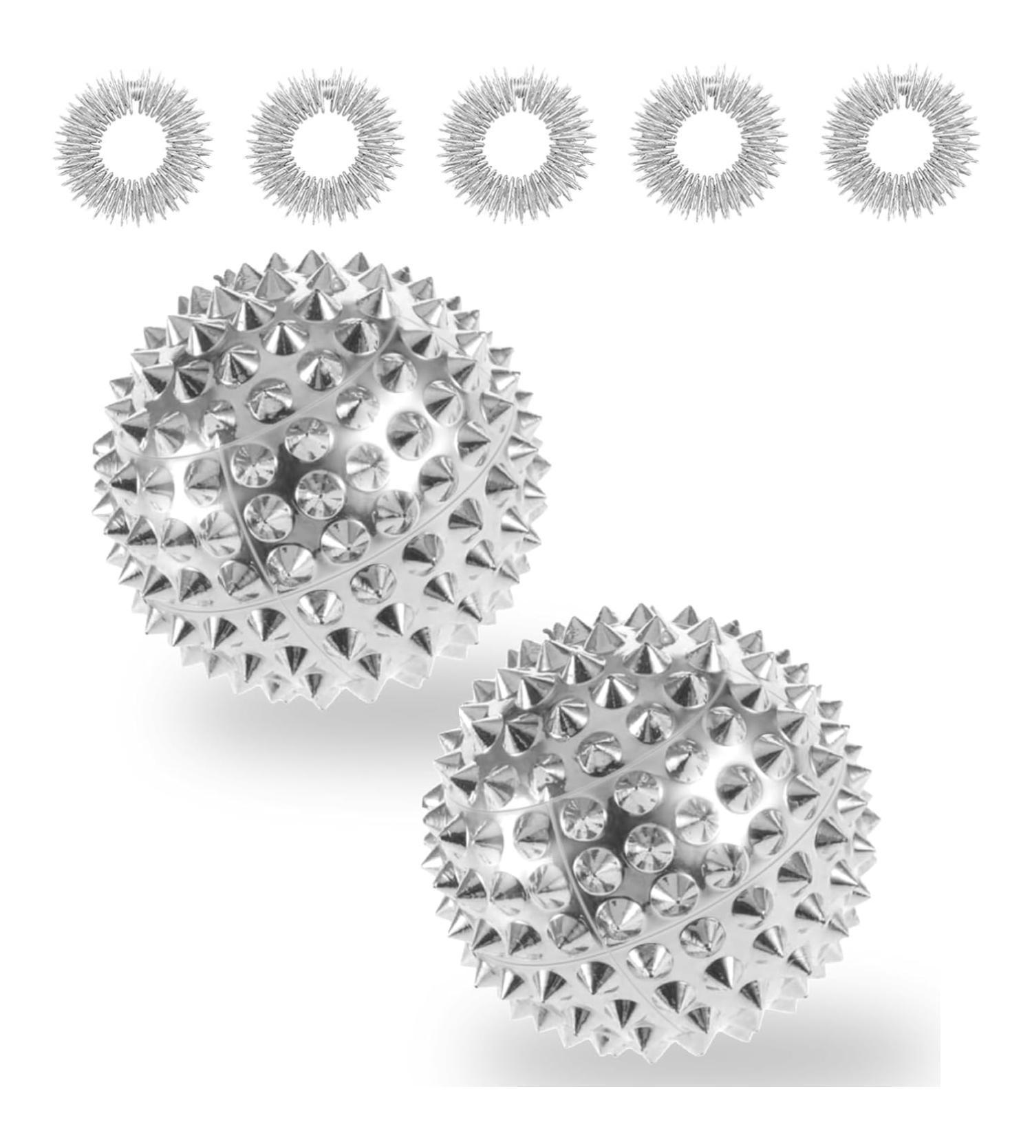 Zocipro 2-Piece Magnetic Acupressure Balls - 32mm Massage Balls with 5 Massage Rings for Stress Relief & Relaxation - Buy Online on GoSupps.com