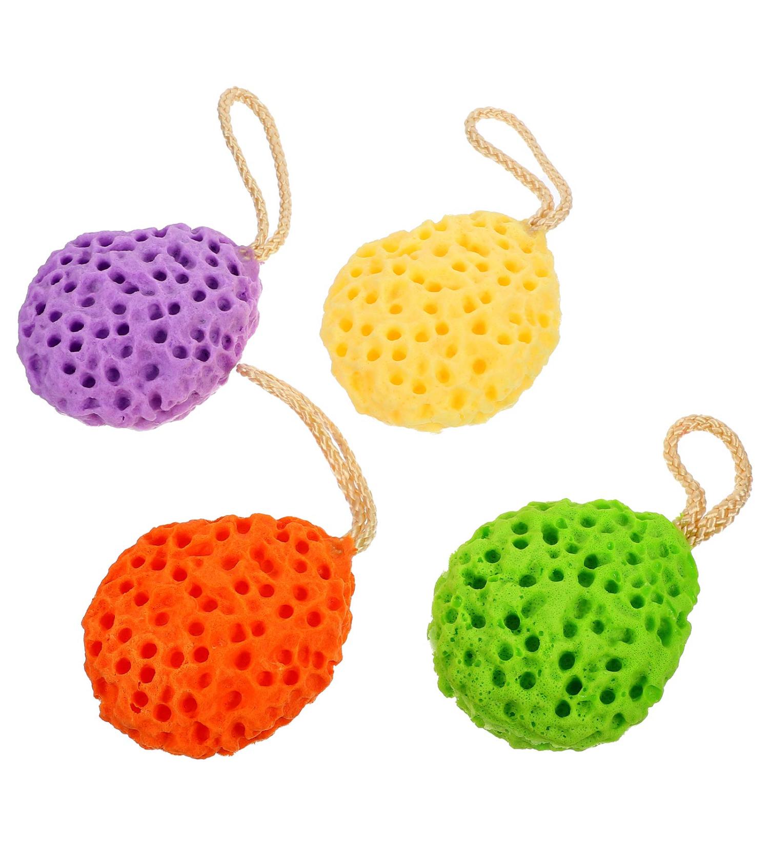Buy 4pcs Natural Loofah Bath Balls - Honeycomb Sponge for Body Wash | Soft Infant Tub & Baby Brush - Hydrophilic Polyurethane - Gentle Skin Cleaning Tool - Buy Online on GoSupps.com