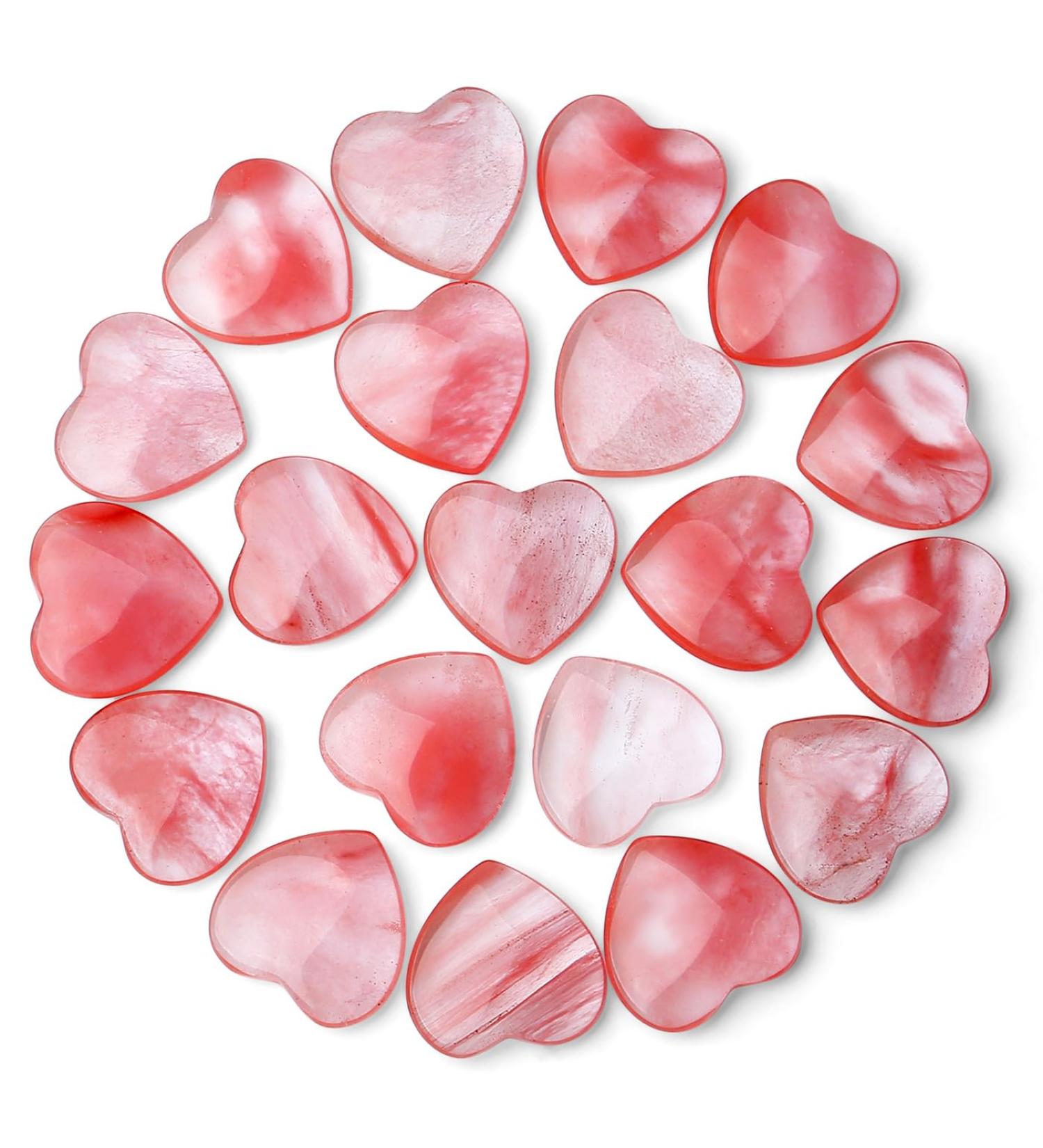 MAIBAOTA Cherry Quartz Healing Crystals Gemstones Pocket Gifts Heart-Shaped Nature Spiritual Energy for Women Men Reiki Divination Balancing Yoga Meditation 10PCS - Buy Online on GoSupps.com