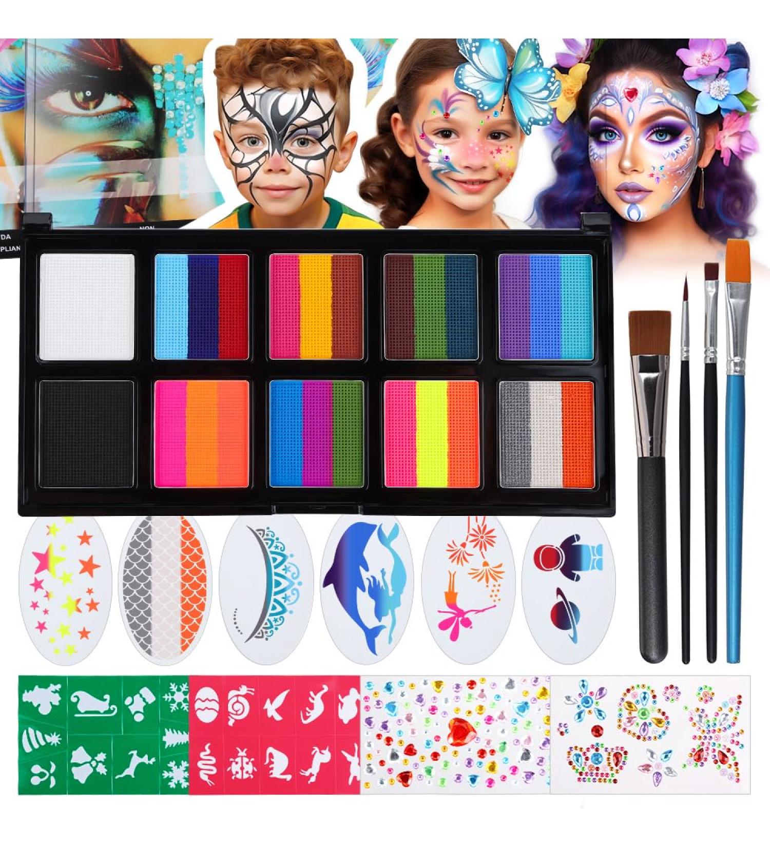 Janolia Face Painting Kit for Kids - Rainbow Split Cake & Water Activated Body Paint | Ideal for Halloween Carnival & Easter - Buy Online on GoSupps.com