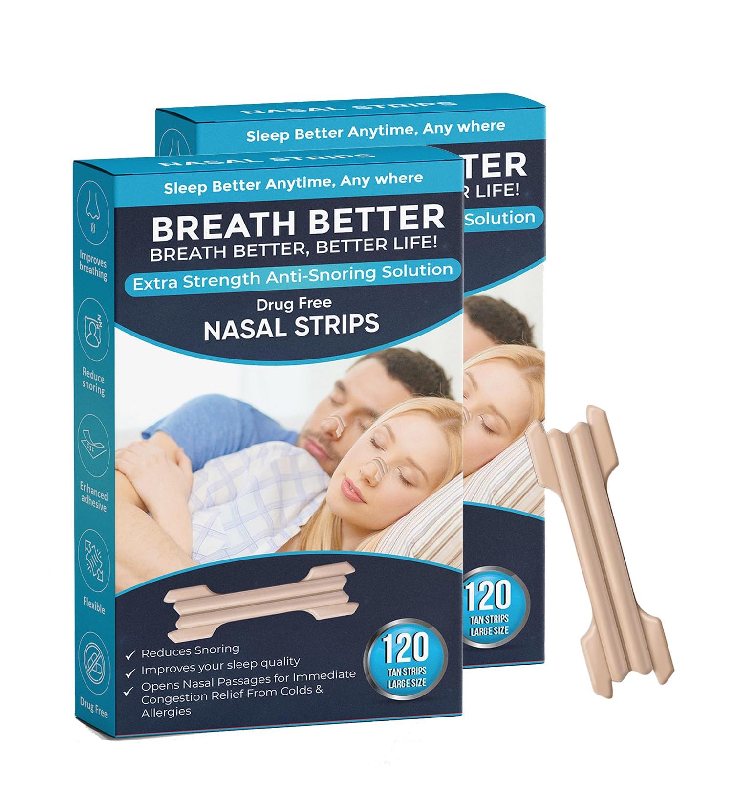 Large Tan Nasal Strips - Extra Strength Anti-Snoring Solution | Drug-Free Relief for Congestion & Sleep Improvement | 240 Pieces - Buy Online on GoSupps.com