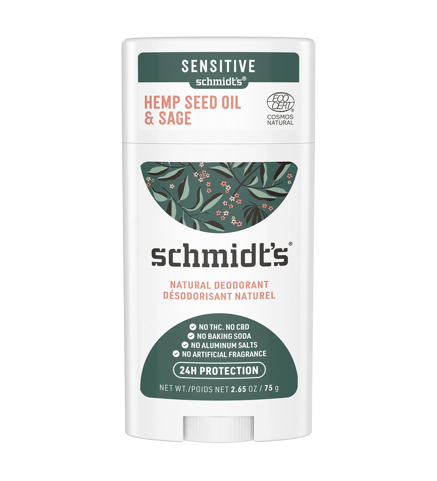 Schmidt's Aluminum Free Natural Deodorant for Women and Men Hemp Seed Oil and Sage for Sensitive Skin with 24 Hour Odor Protection Vegan Cruelty Free 2.65 oz Hemp Seed Oil and Sage 2.65 Ounce (Pack of 1) - Buy Online on GoSupps.com