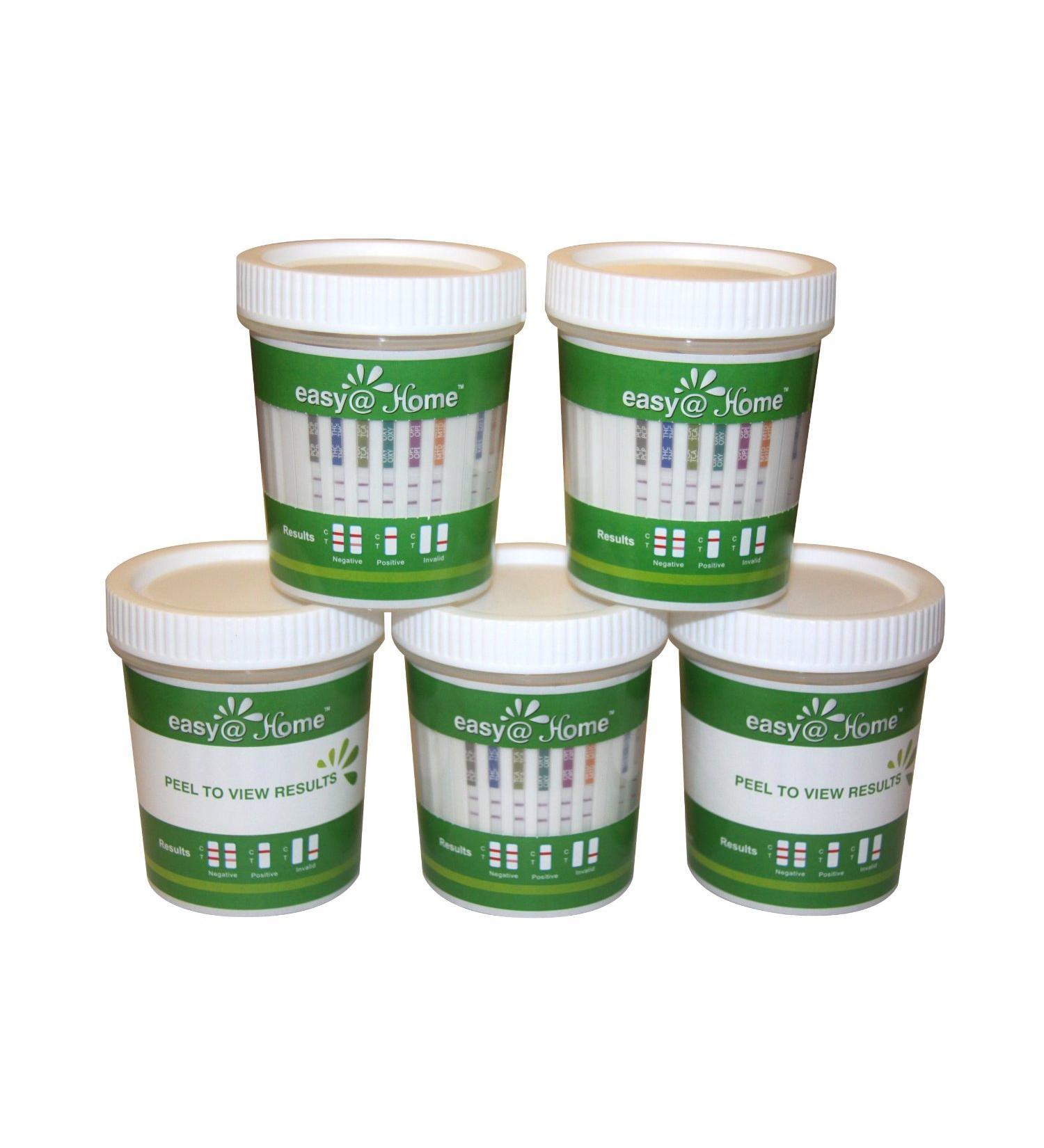 EasyHome 12 Panel Drug Test Cup with BUP & OPI 300 Strip THC, COC, MET, OXY, AMP, BAR, BZO, MTD, MDMA, PCP 5 Pack - Buy Online on GoSupps.com
