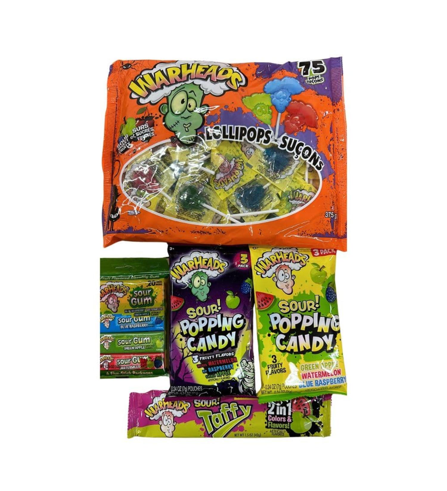 Lollipop Sucons Sour Gum Sour Popping Candy Apple Watermelon and Raspberry Sour Taffy 2in1 Tropical Strawberry Kiwi and Pineapple Orange Variety Pack (Pack of 05) - Buy Online on GoSupps.com
