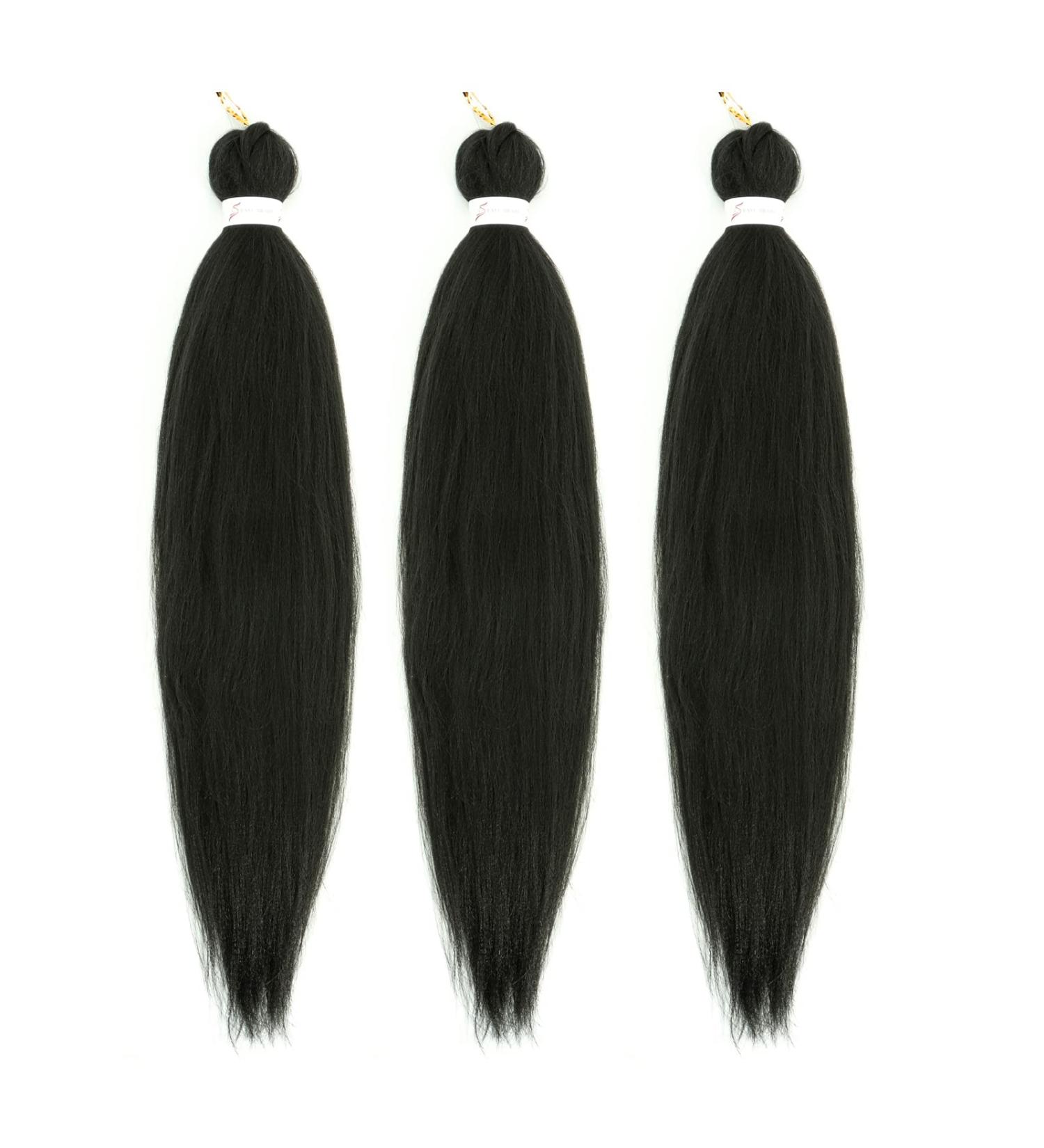 WacanDan Pre Stretched Braiding Hair 26 Inch 3 Packs Natural Black Crochet Braids Extensions - Buy Online on GoSupps.com