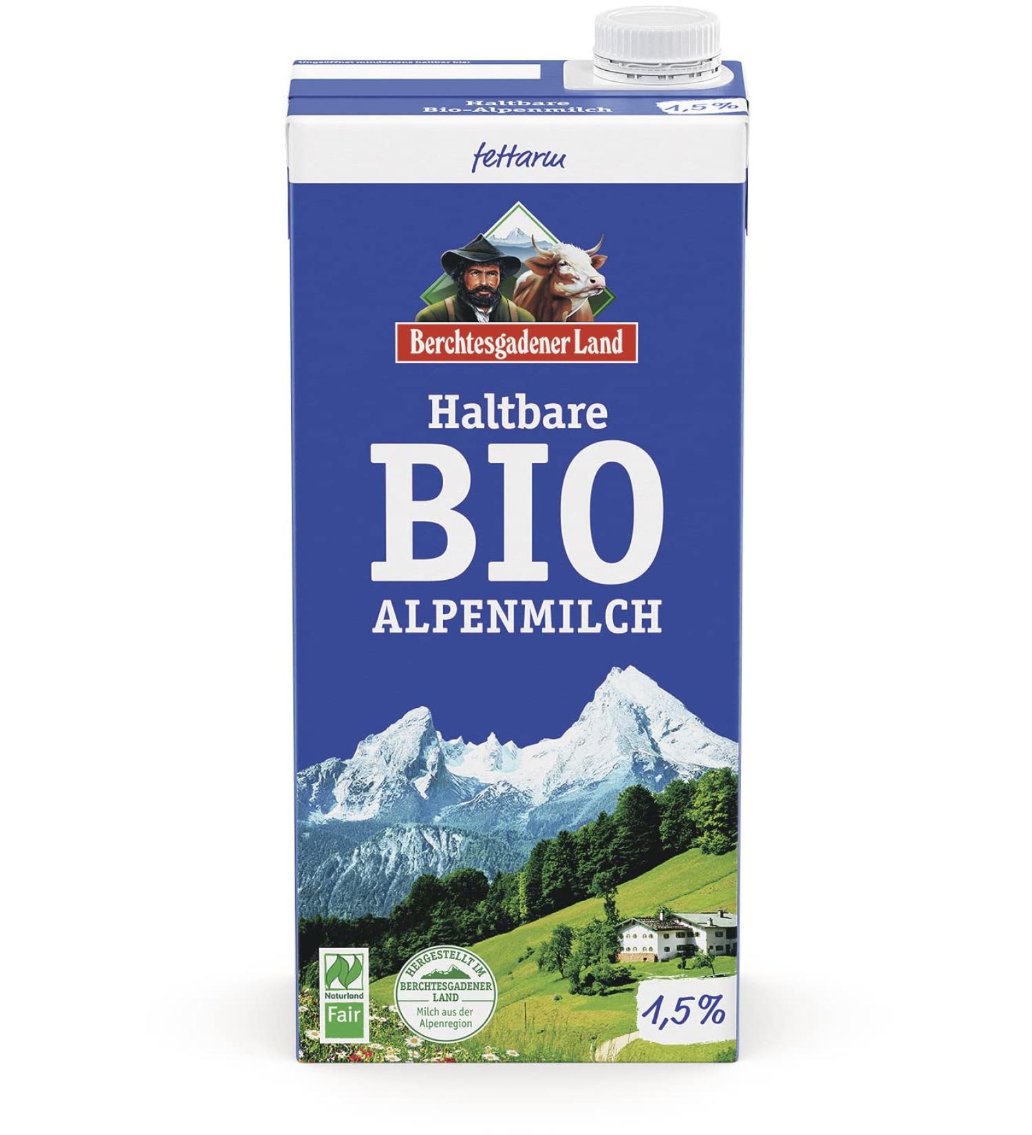 Berchtesgadener Land BGL Long-life organic alpine milk 1.5% fat (2 x 1 l) 1 l (pack of 2)