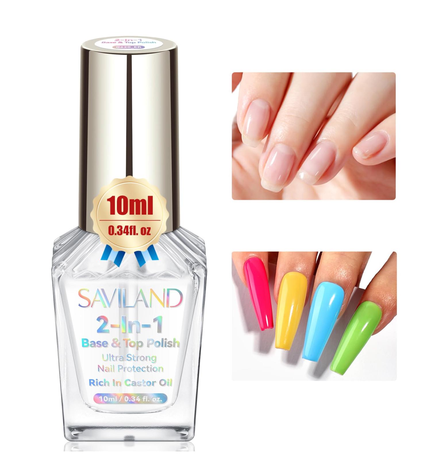 SAVILAND 2 in 1 Base Top Coat Nail Polish - Quick Dry Long Lasting Color Protection Smudge & Chip Resistant for Salon & Home Nail Art - Buy Online on GoSupps.com