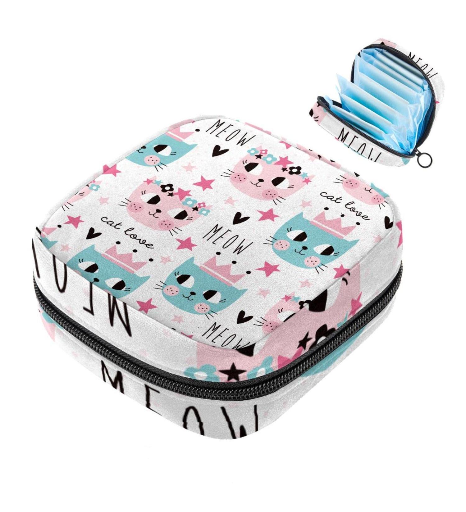 Cute Cat Crown Women's Band Storage Bag | Large Capacity Menstrual Cup & Makeup Organizer for Travel - Buy Online on GoSupps.com